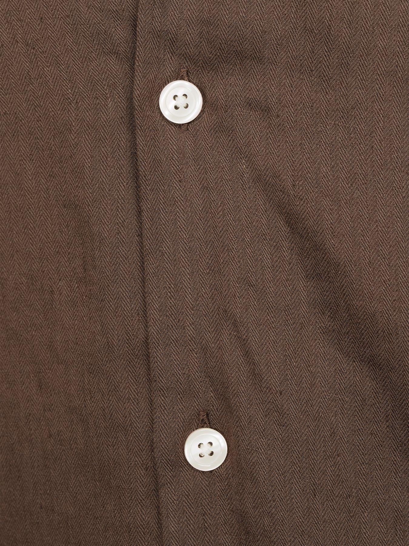  image of selected-homme-noa-short-sleeve-resort-shirt-dark-brown