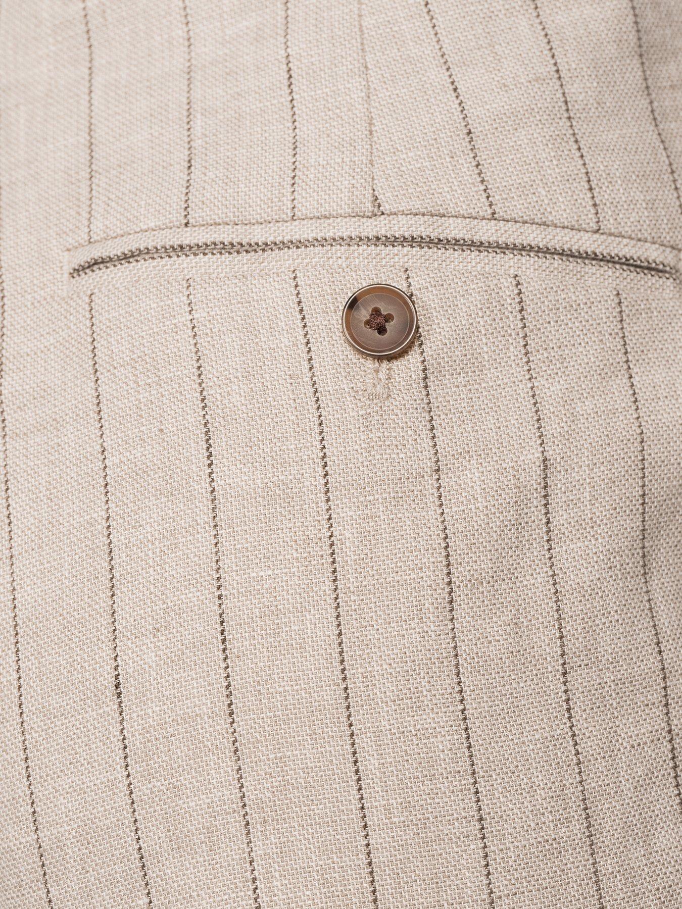 Image 5 of 6 of Selected Homme Relaxed Fit Malik Pinstriped Trousers - Beige
