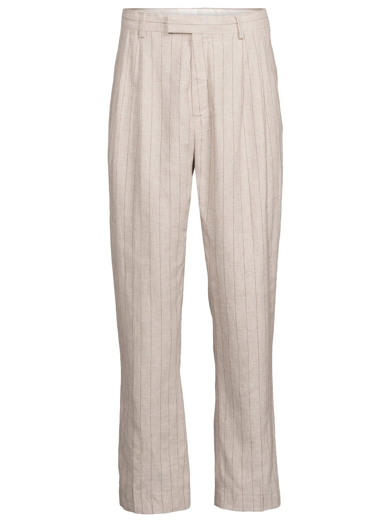 Image 6 of 6 of Selected Homme Relaxed Fit Malik Pinstriped Trousers - Beige