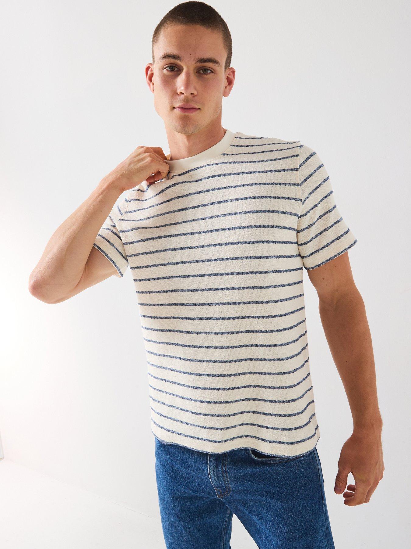undefined Django Stripe Short Sleeve O-Neck T-Shirt - Cream
