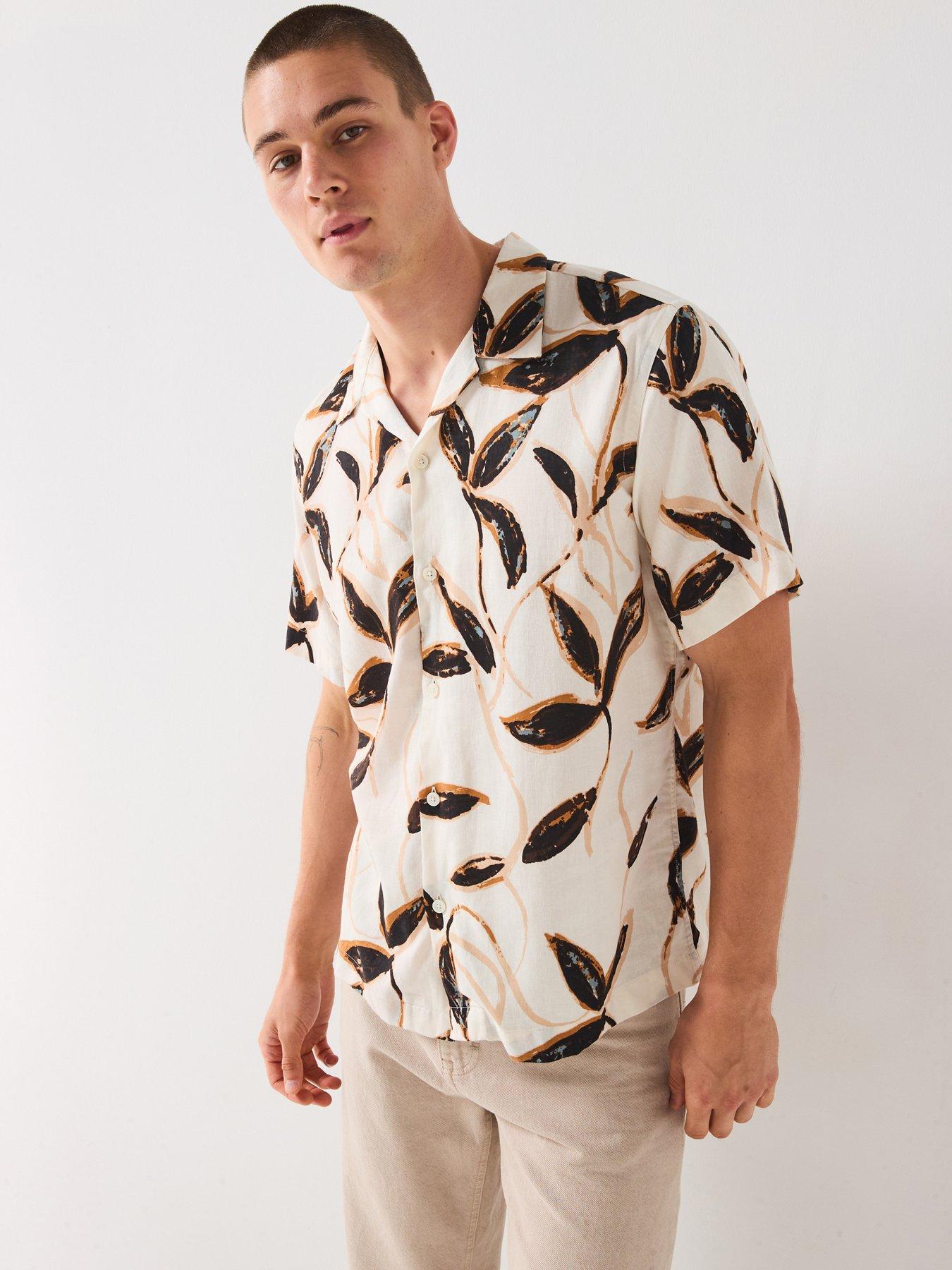 Image 1 of 6 of Selected Homme Noa Short Sleeve Resort Shirt - Beige