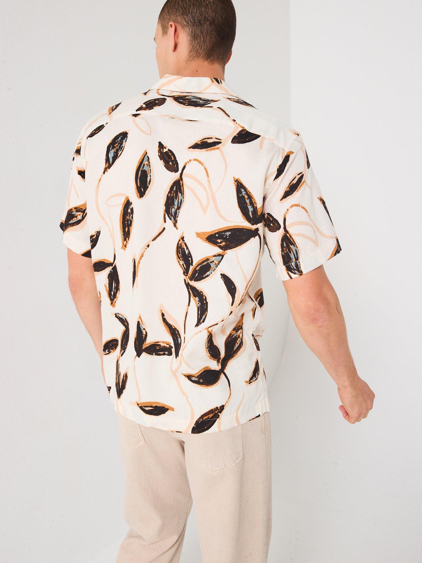 Image 2 of 6 of Selected Homme Noa Short Sleeve Resort Shirt - Beige
