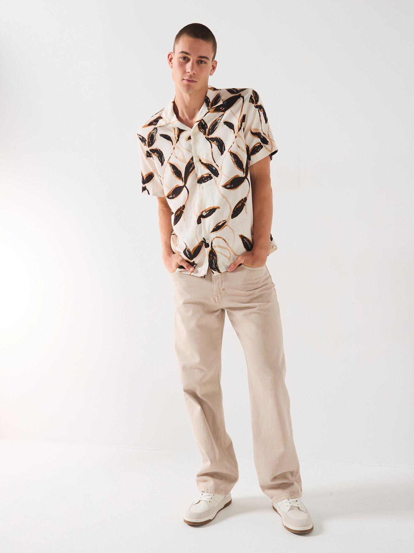 Image 3 of 6 of Selected Homme Noa Short Sleeve Resort Shirt - Beige