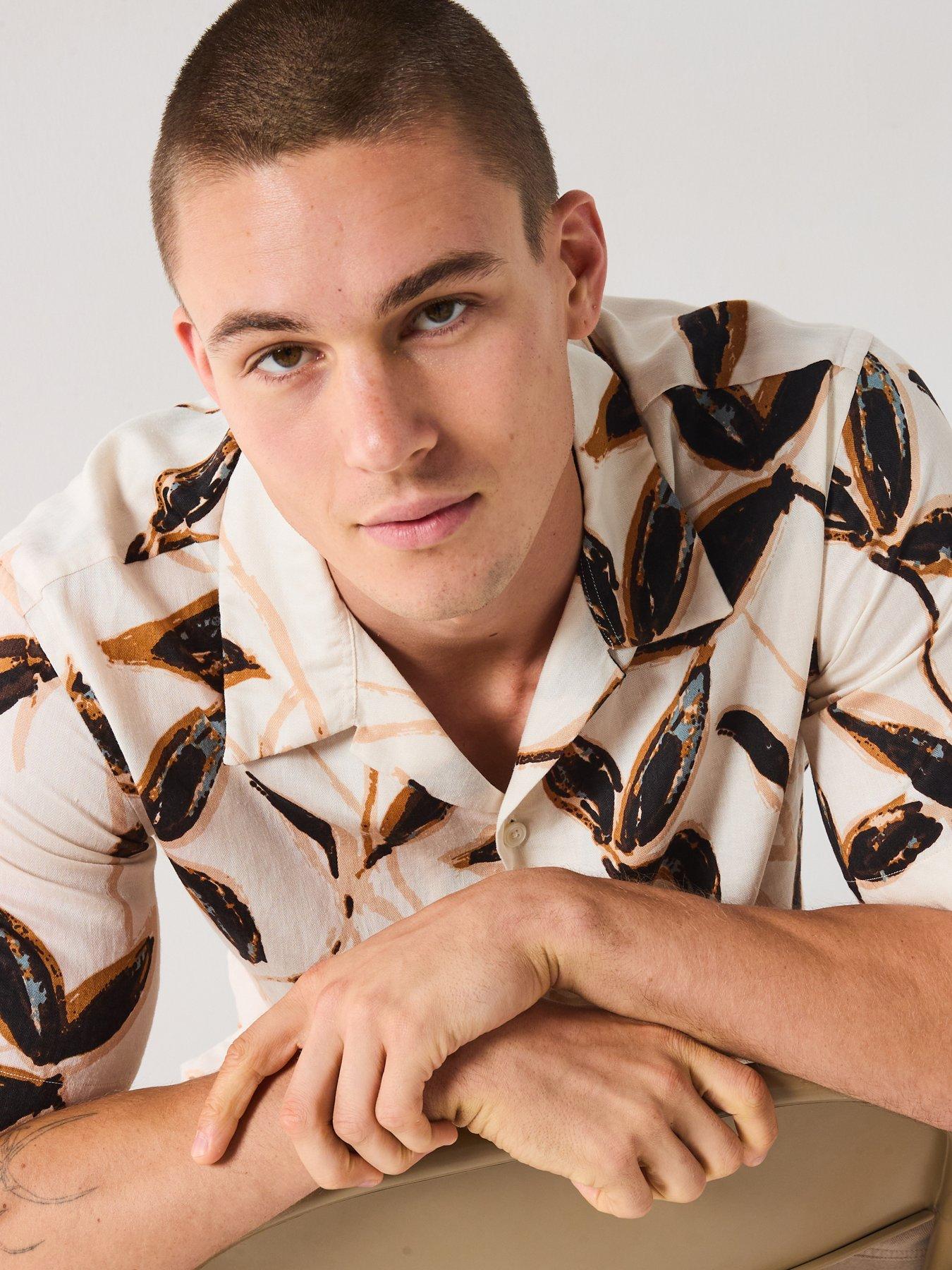 Image 4 of 6 of Selected Homme Noa Short Sleeve Resort Shirt - Beige