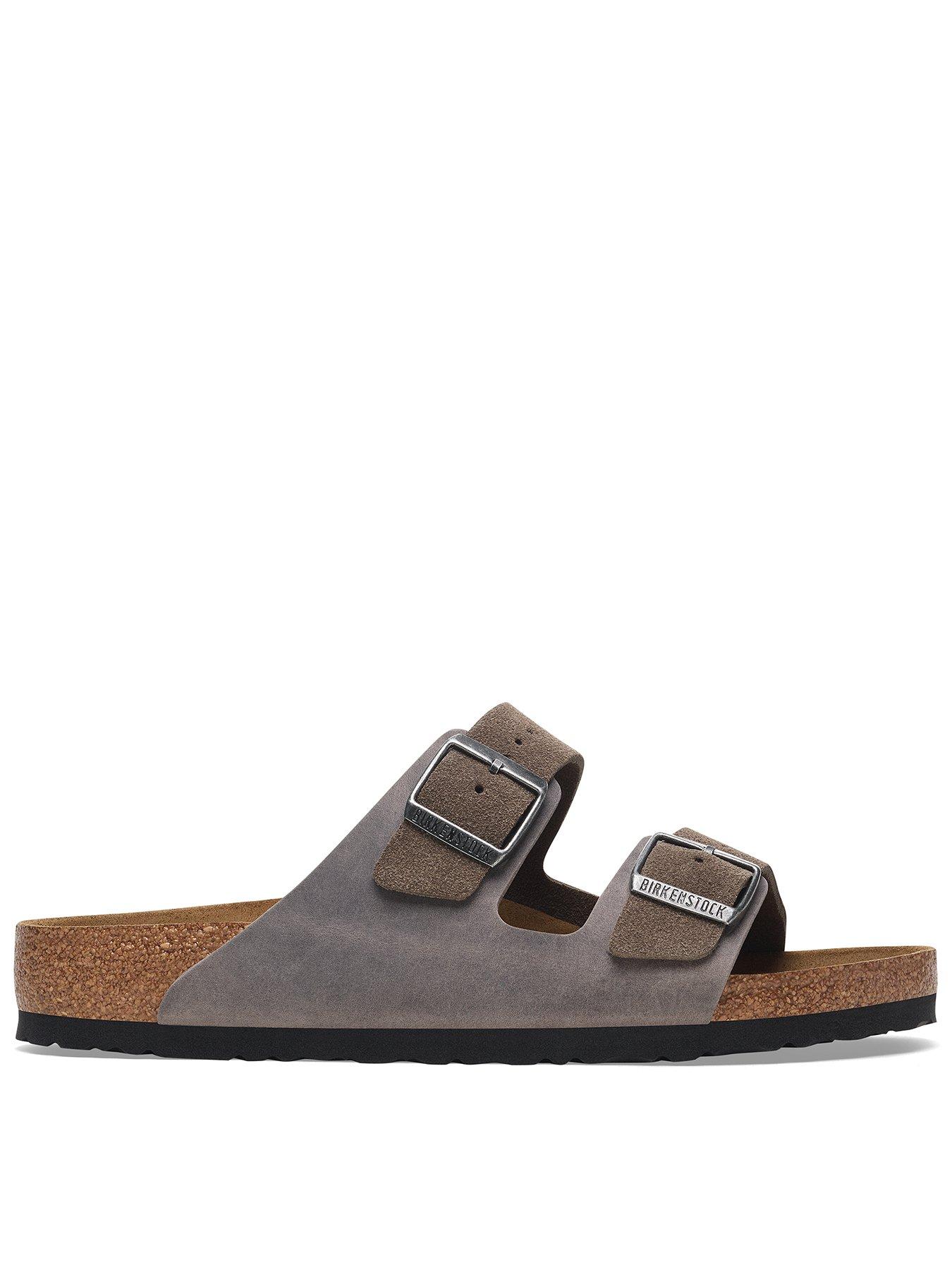 front image of birkenstock-mens-arizona-suede-and-oiled-leather-sandals-grey