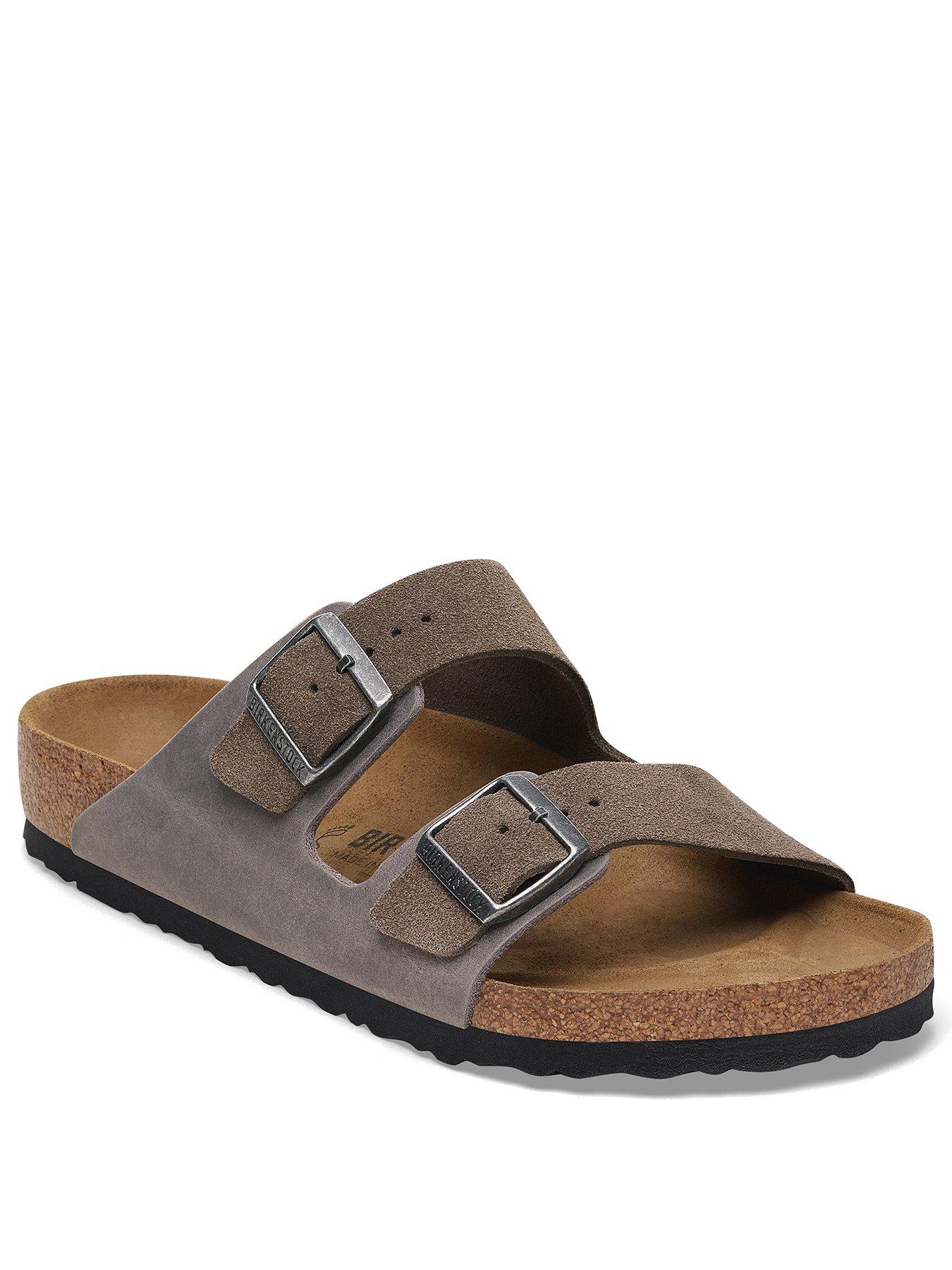 stillFront image of birkenstock-mens-arizona-suede-and-oiled-leather-sandals-grey