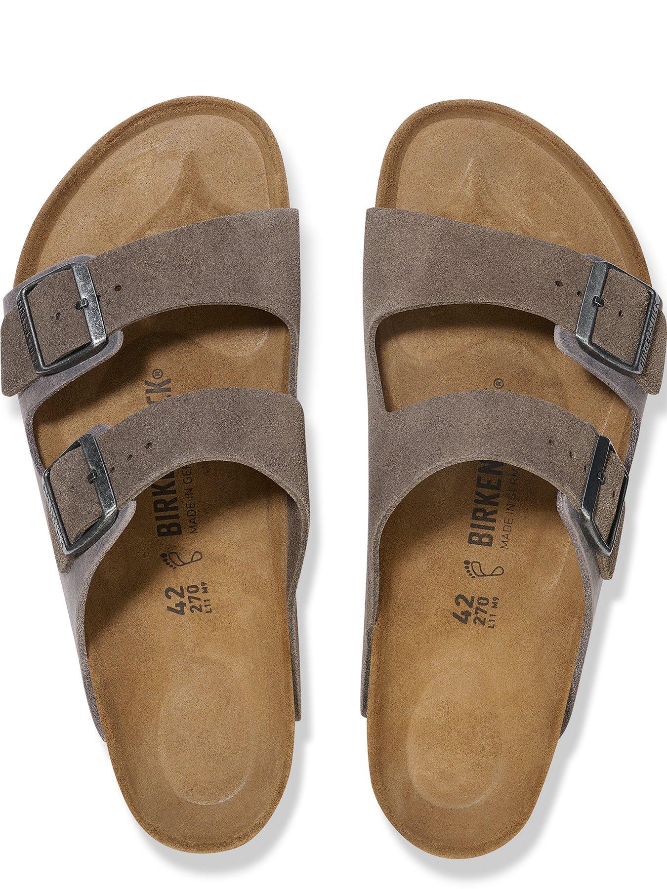  image of birkenstock-mens-arizona-suede-and-oiled-leather-sandals-grey