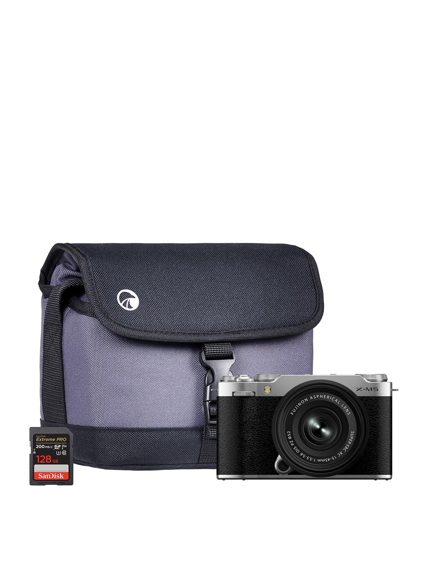 Fujifilm X-M5 Camera Kit inc XC 15-45mm Lens, Sandisk 128GB Extreme Pro SDXC Card and System Bag - Silver
