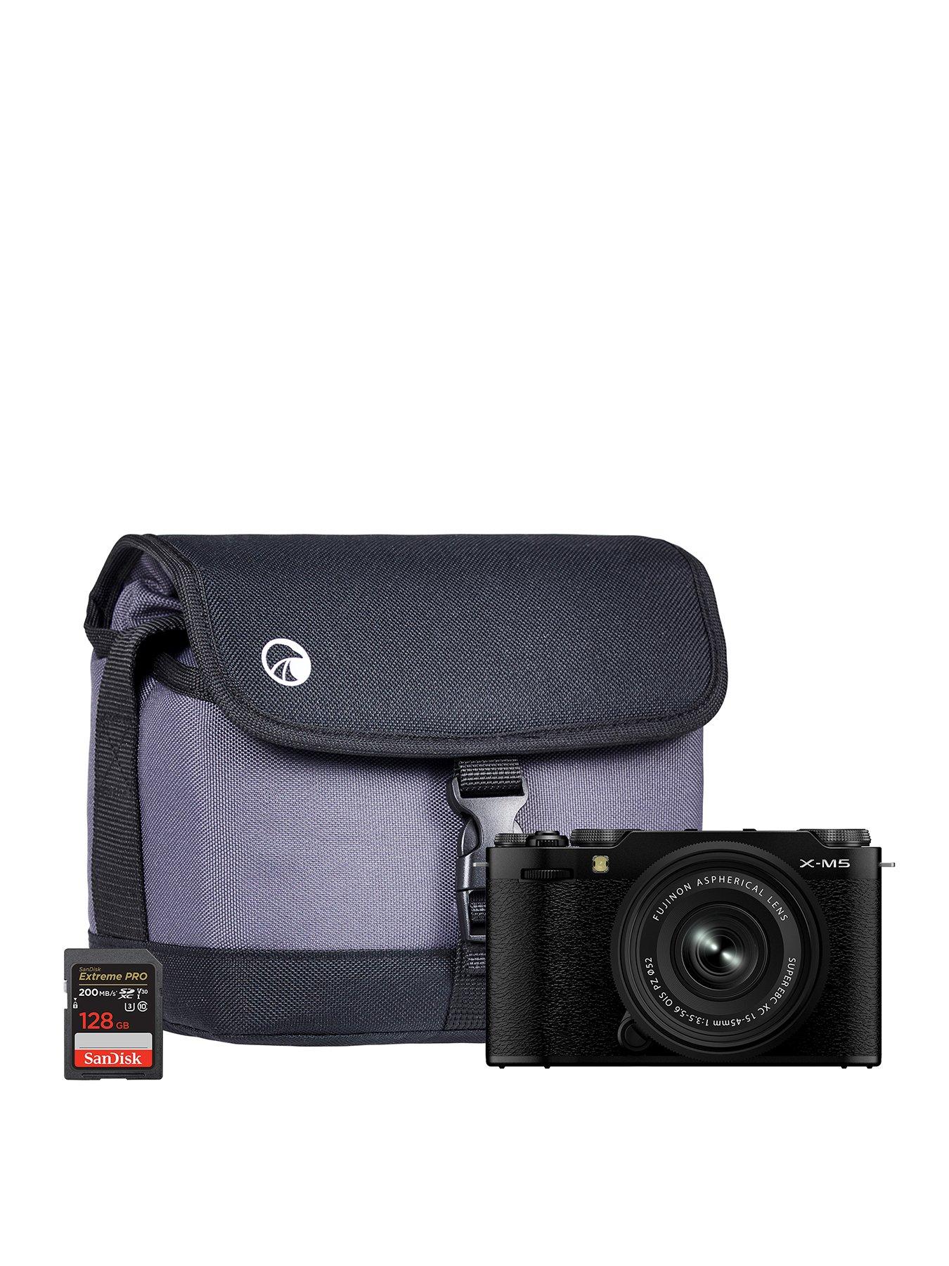 Fujifilm X-M5 Camera Kit inc XC 15-45mm Lens, Sandisk 128GB Extreme Pro SDXC Card and System Bag - Black