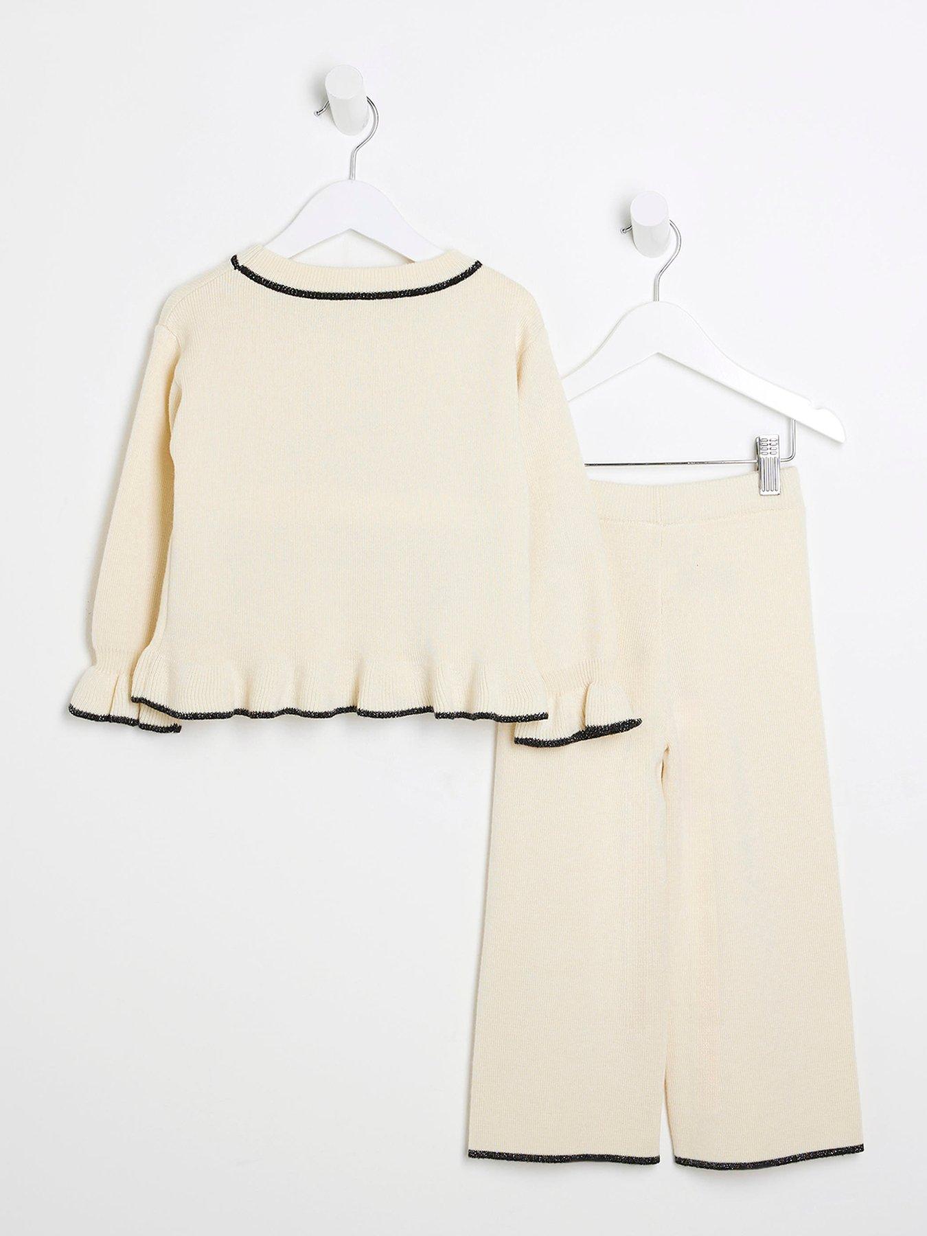  image of river-island-mini-mini-girls-wide-leg-trouser-set-cream