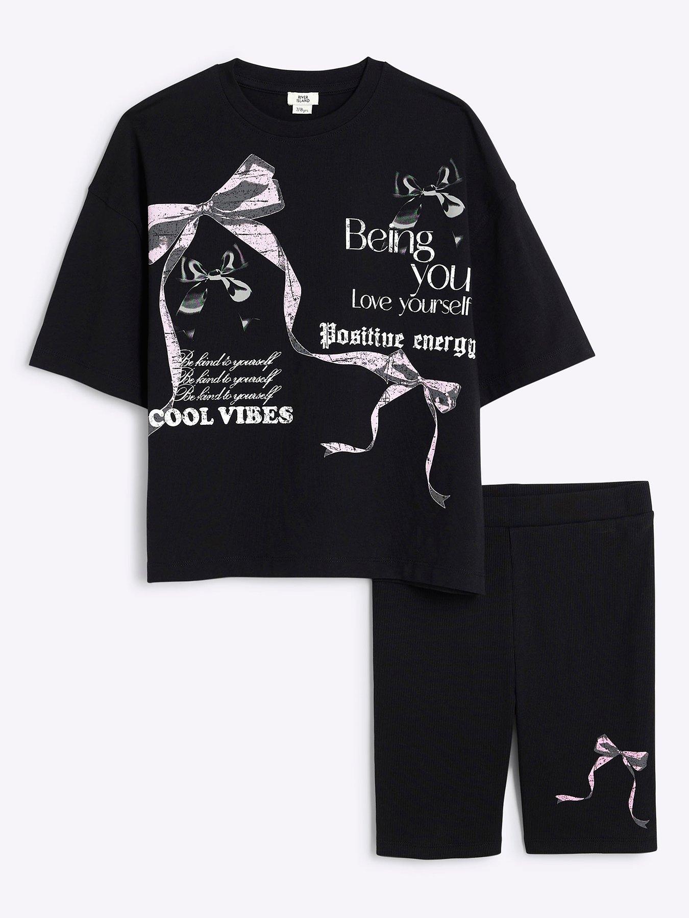 undefined Older Girls Bow T-shirt And Shorts Set - Black
