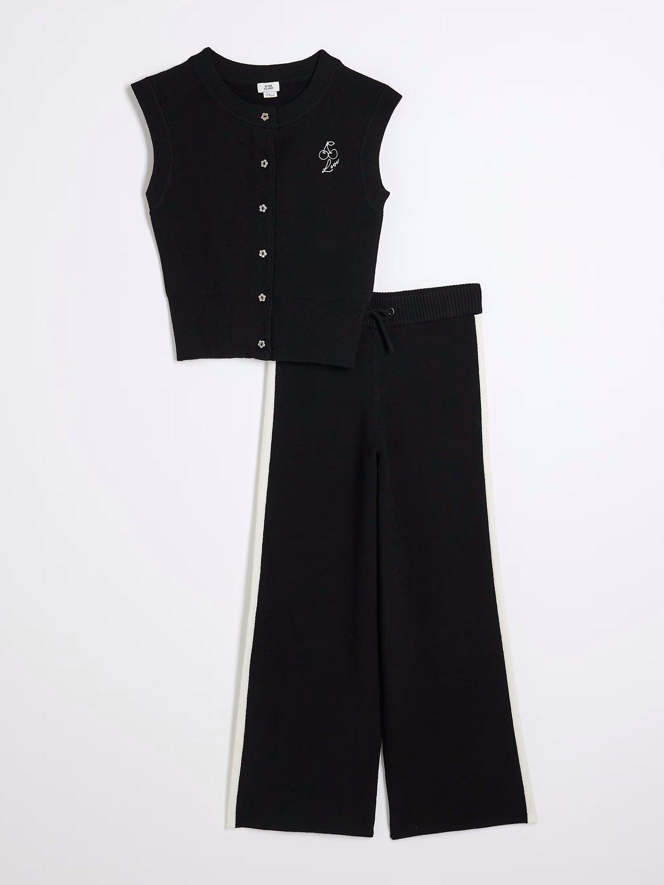  image of river-island-girls-sporty-waistcoat-set-black
