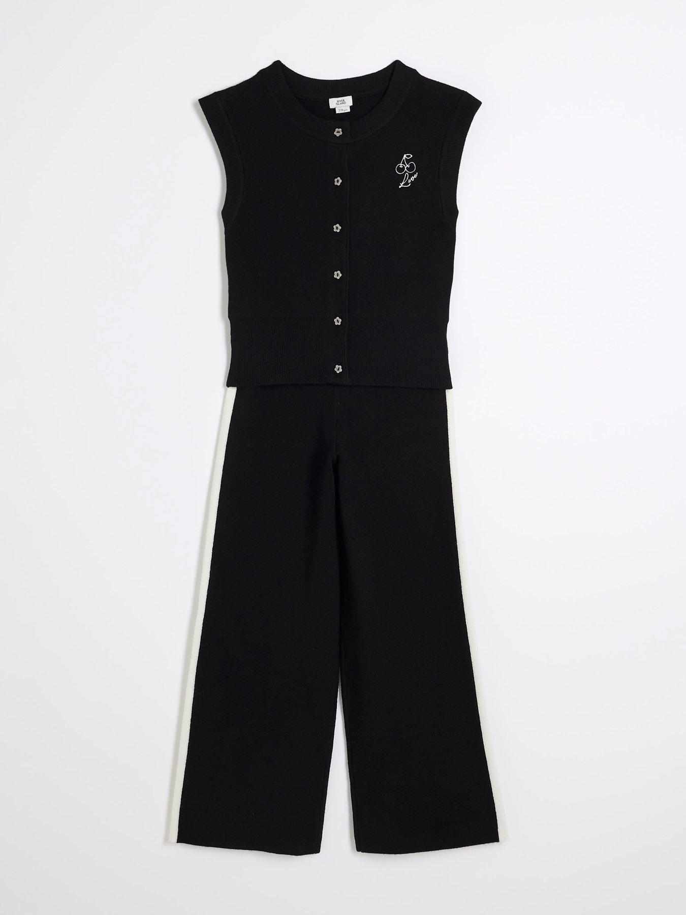  image of river-island-girls-sporty-waistcoat-set-black