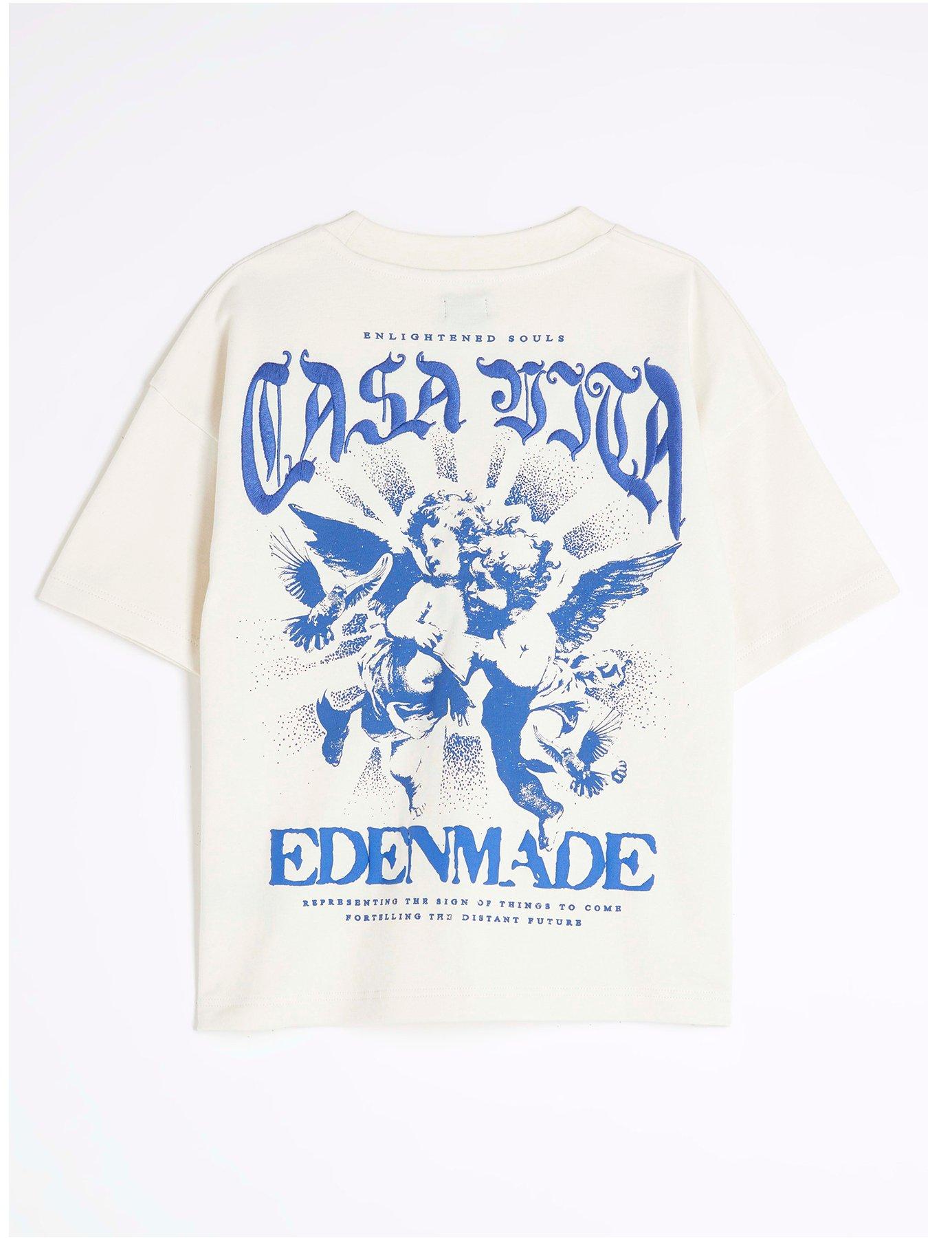  image of river-island-boys-back-print-t-shirt-cream
