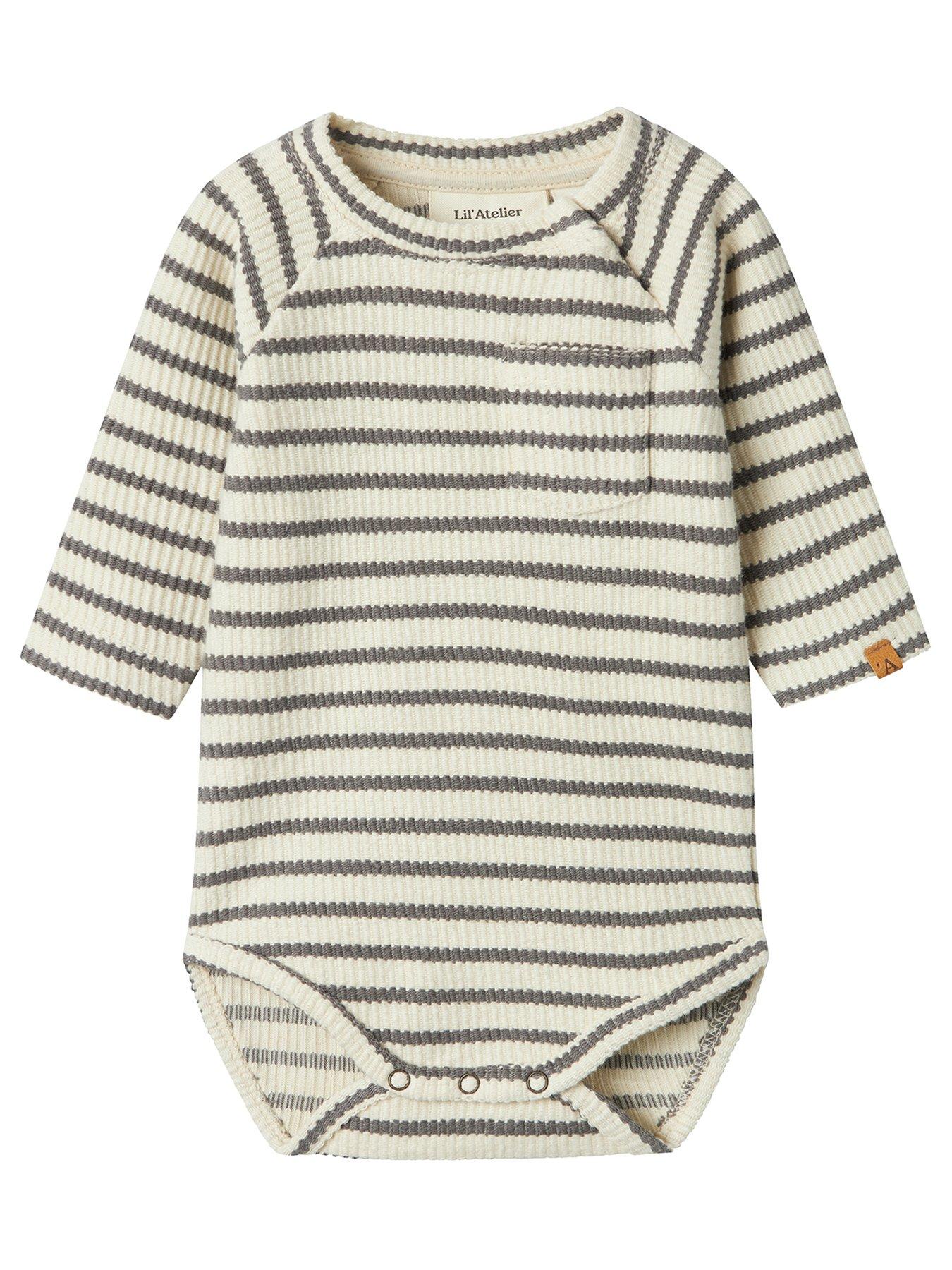  image of lil-atelier-baby-boys-long-sleeve-striped-bodysuit-turtledove-pewter