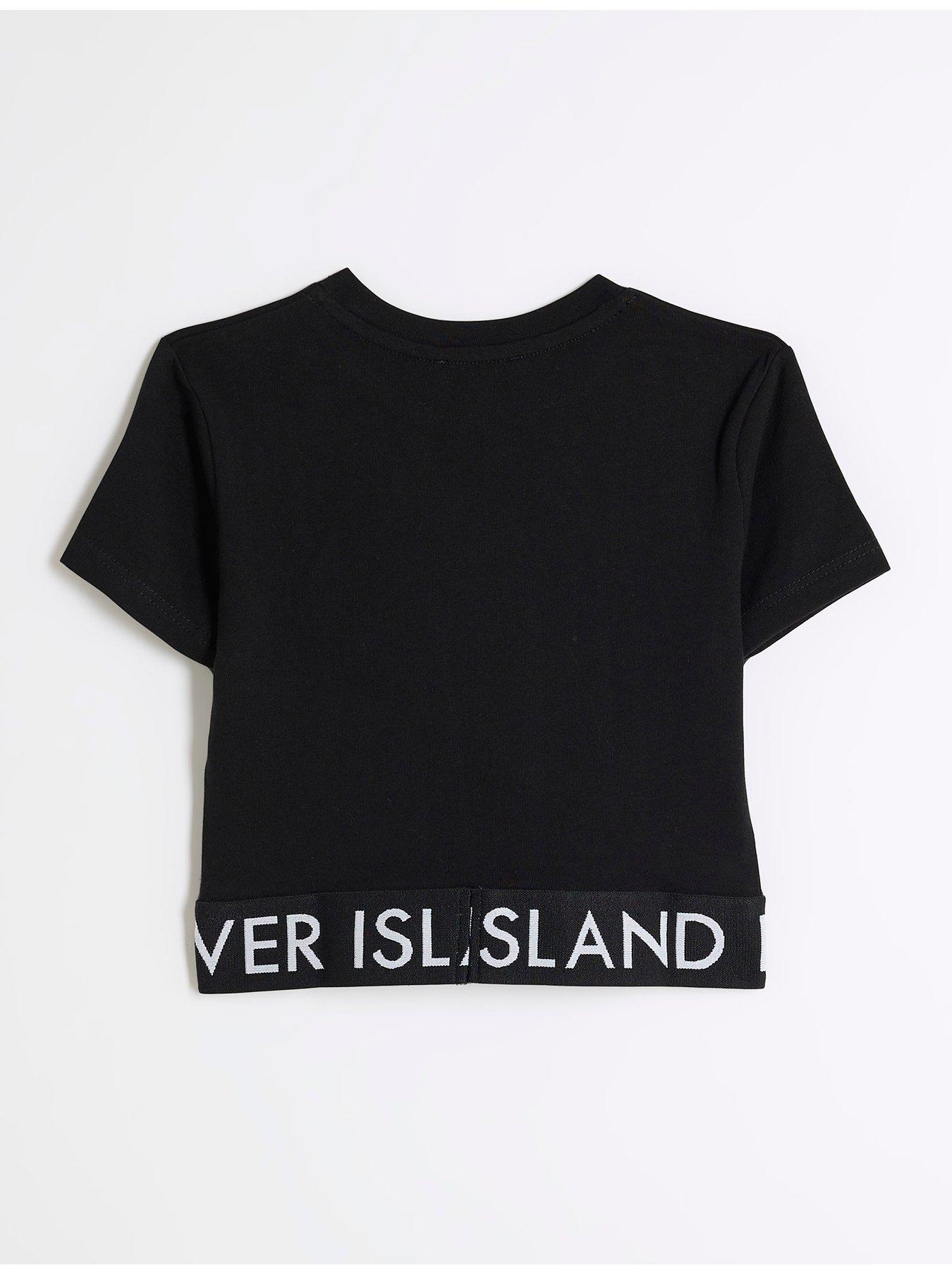  image of river-island-girls-ri-logo-short-sleeve-t-shirt-black