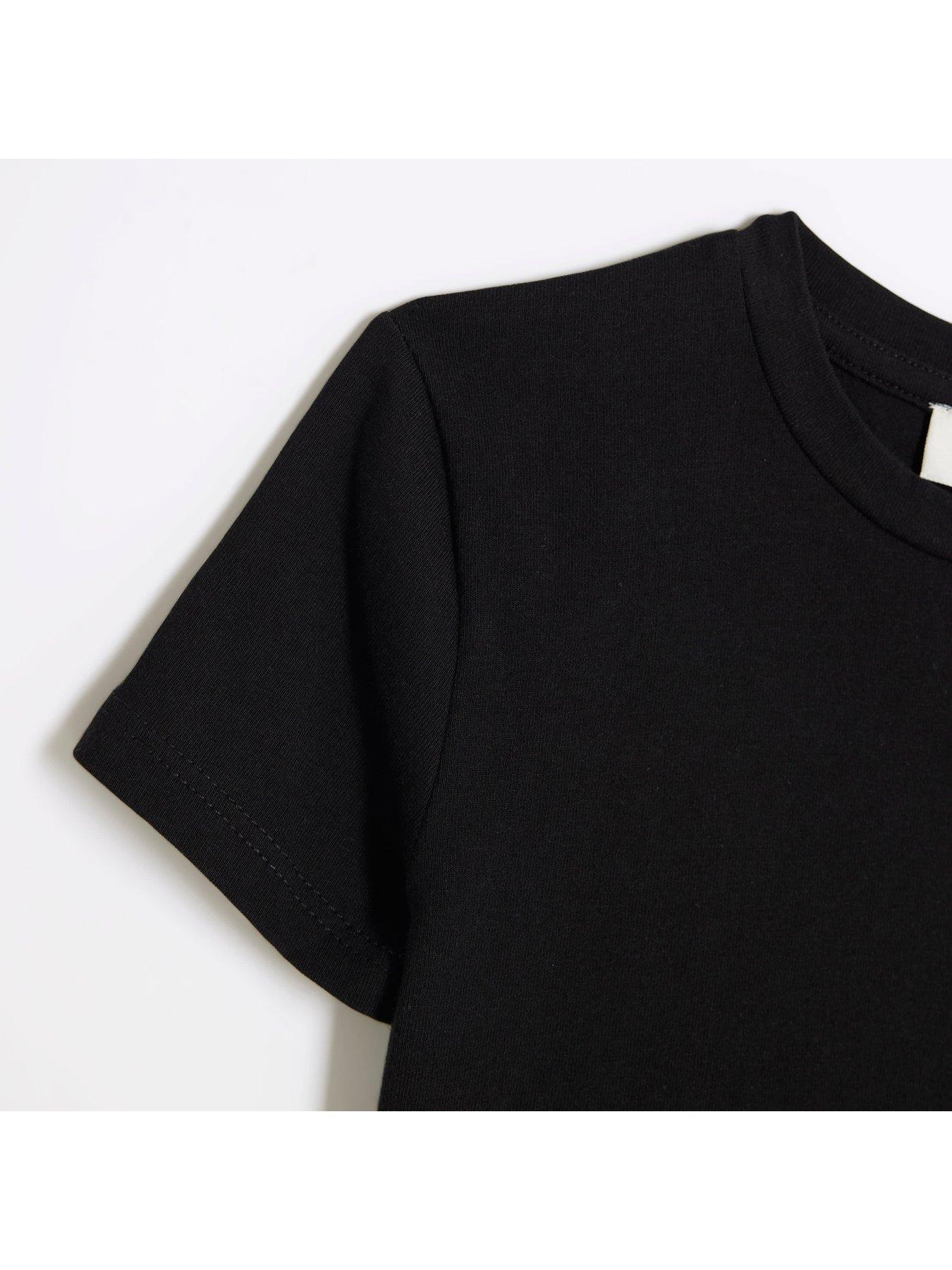  image of river-island-girls-ri-logo-short-sleeve-t-shirt-black