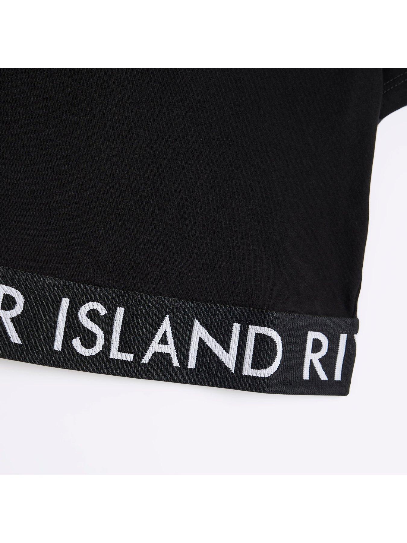  image of river-island-girls-ri-logo-short-sleeve-t-shirt-black