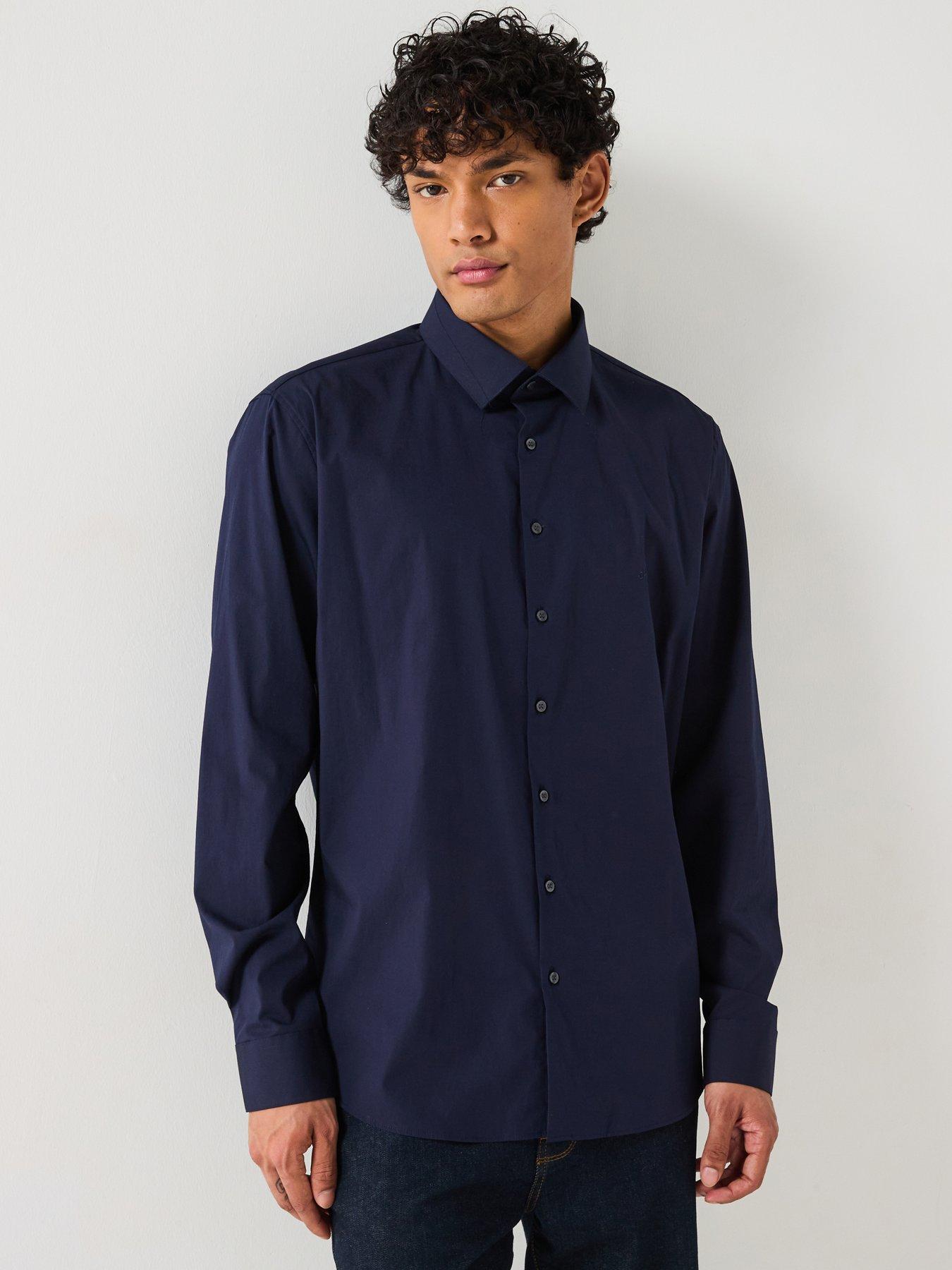 calvin-klein-poplin-stretch-slim-long-sleeve-shirt-navy