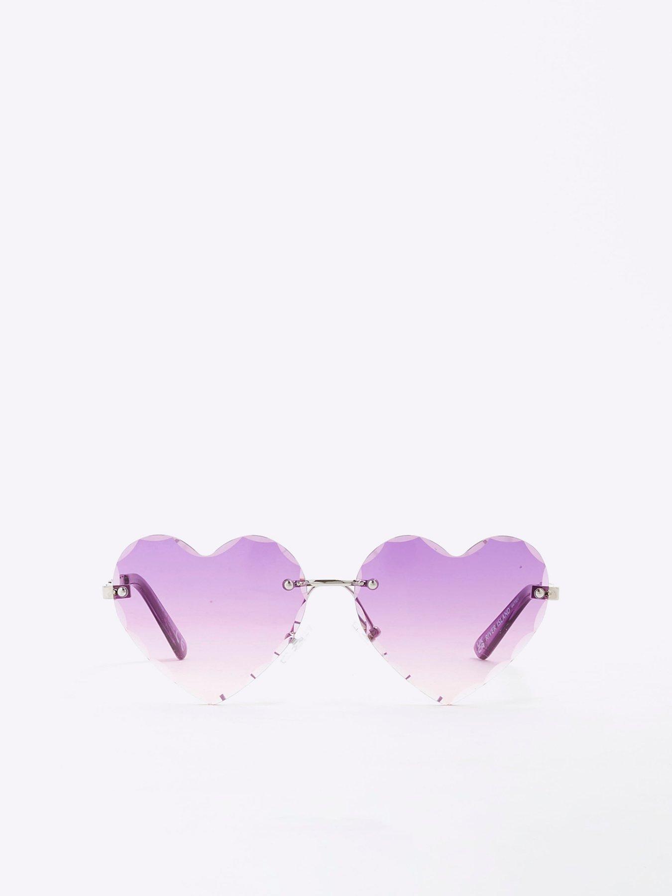  image of river-island-girls-rimless-heart-sunglasses-purple