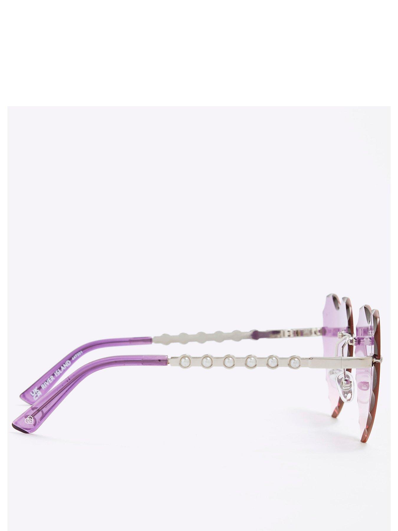  image of river-island-girls-rimless-heart-sunglasses-purple
