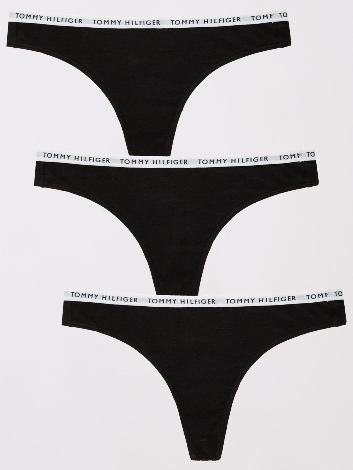 undefined 3 Pack Waistband Logo Thongs - Black