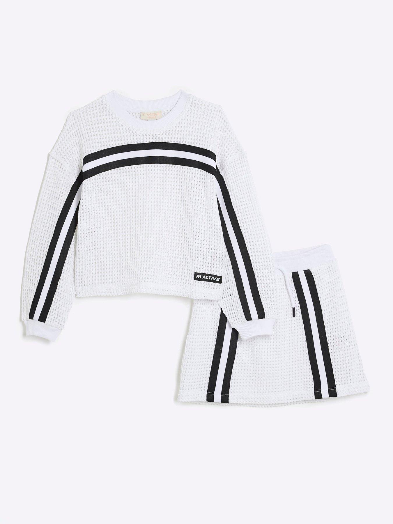 River Island Girls Active Crochet Top And Skirt Set - White