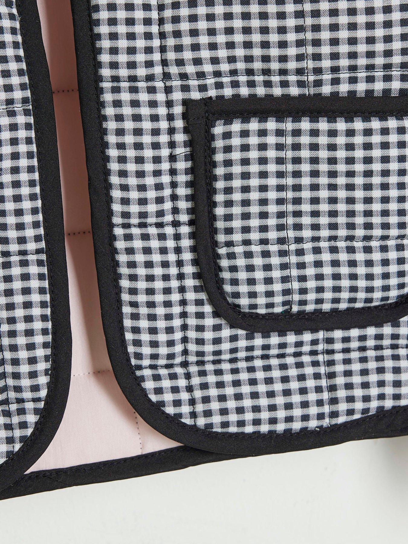  image of river-island-mini-mini-girls-gingham-quilted-jacket-black