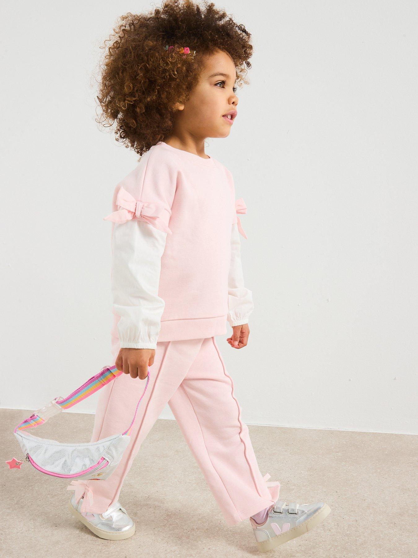  image of river-island-mini-mini-girls-long-sleeve-sweatshirt-set-pink