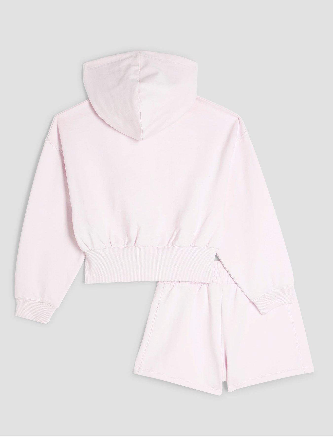  image of river-island-girls-zipped-hoodie-and-shorts-set-light-pink