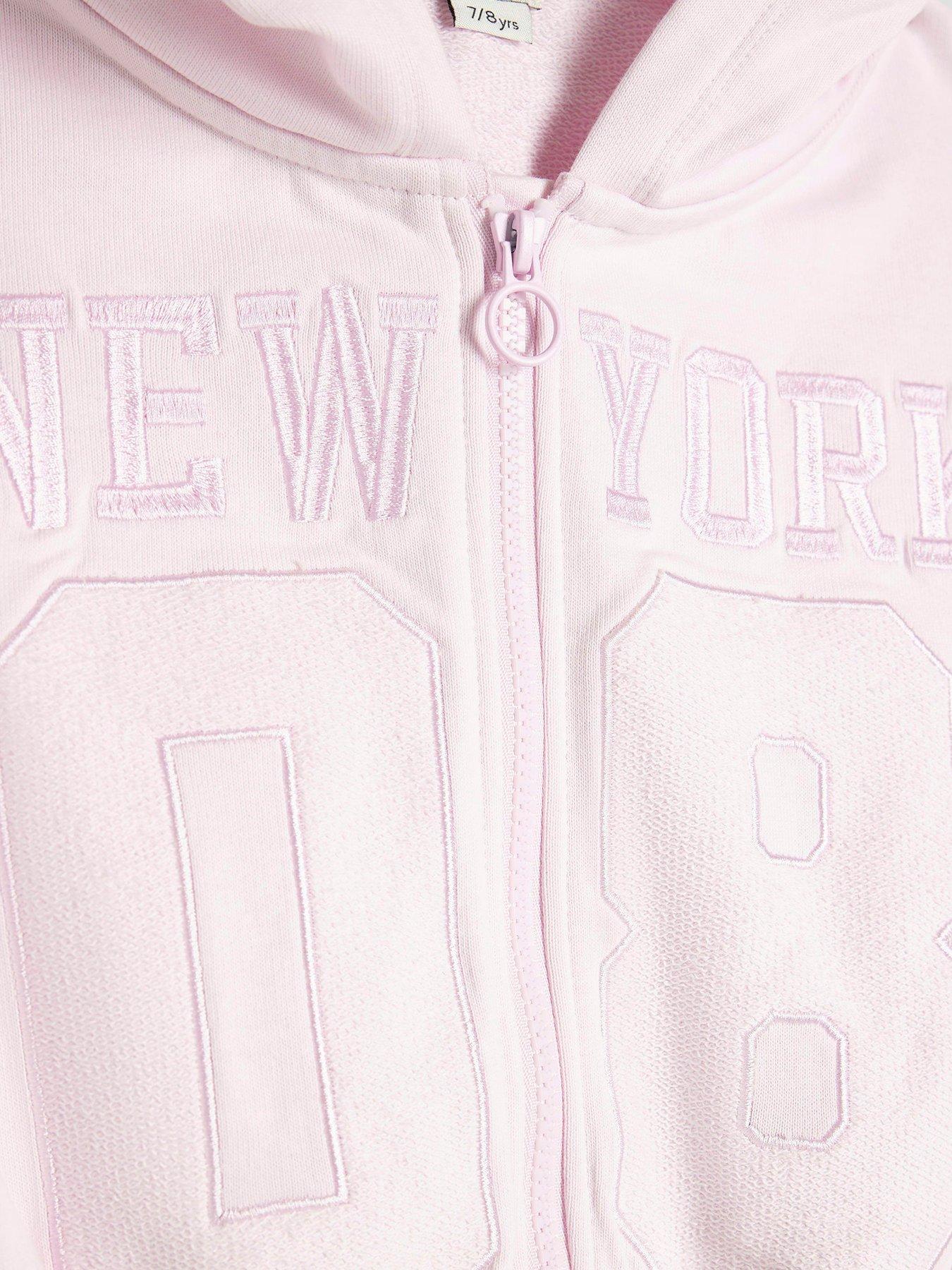  image of river-island-girls-zipped-hoodie-and-shorts-set-light-pink