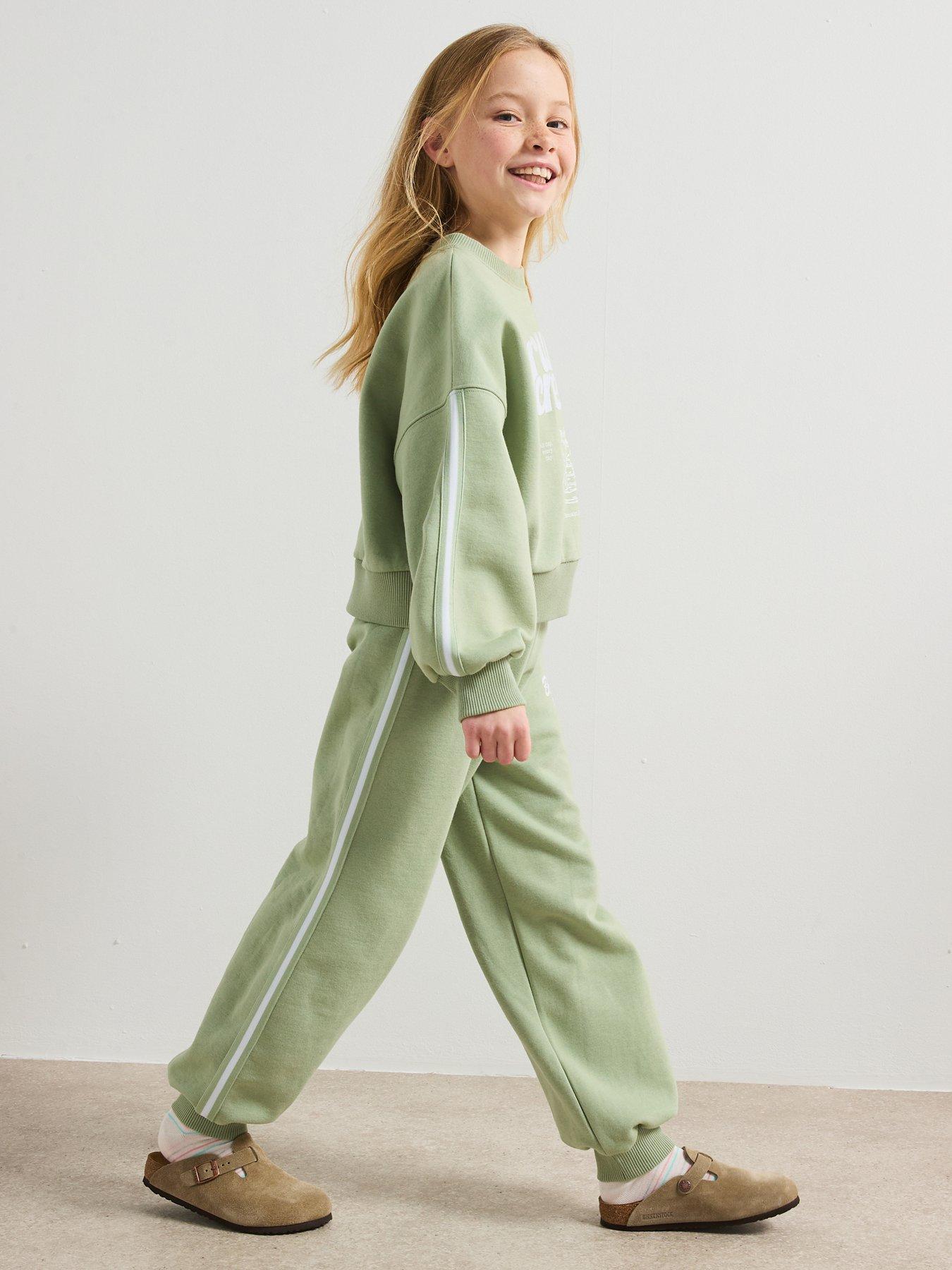 image of river-island-girls-brunch-club-sweatshirt-tracksuit-set-khaki