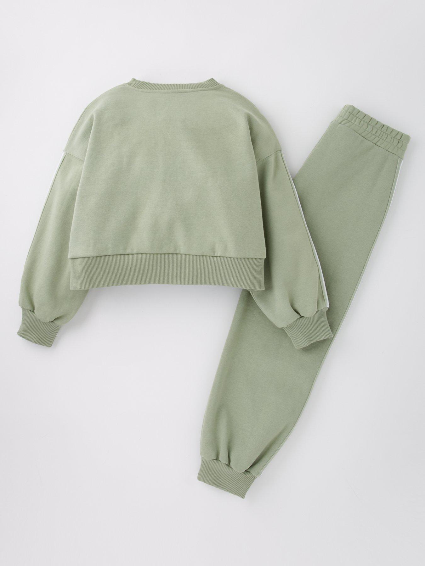  image of river-island-girls-brunch-club-sweatshirt-tracksuit-set-khaki