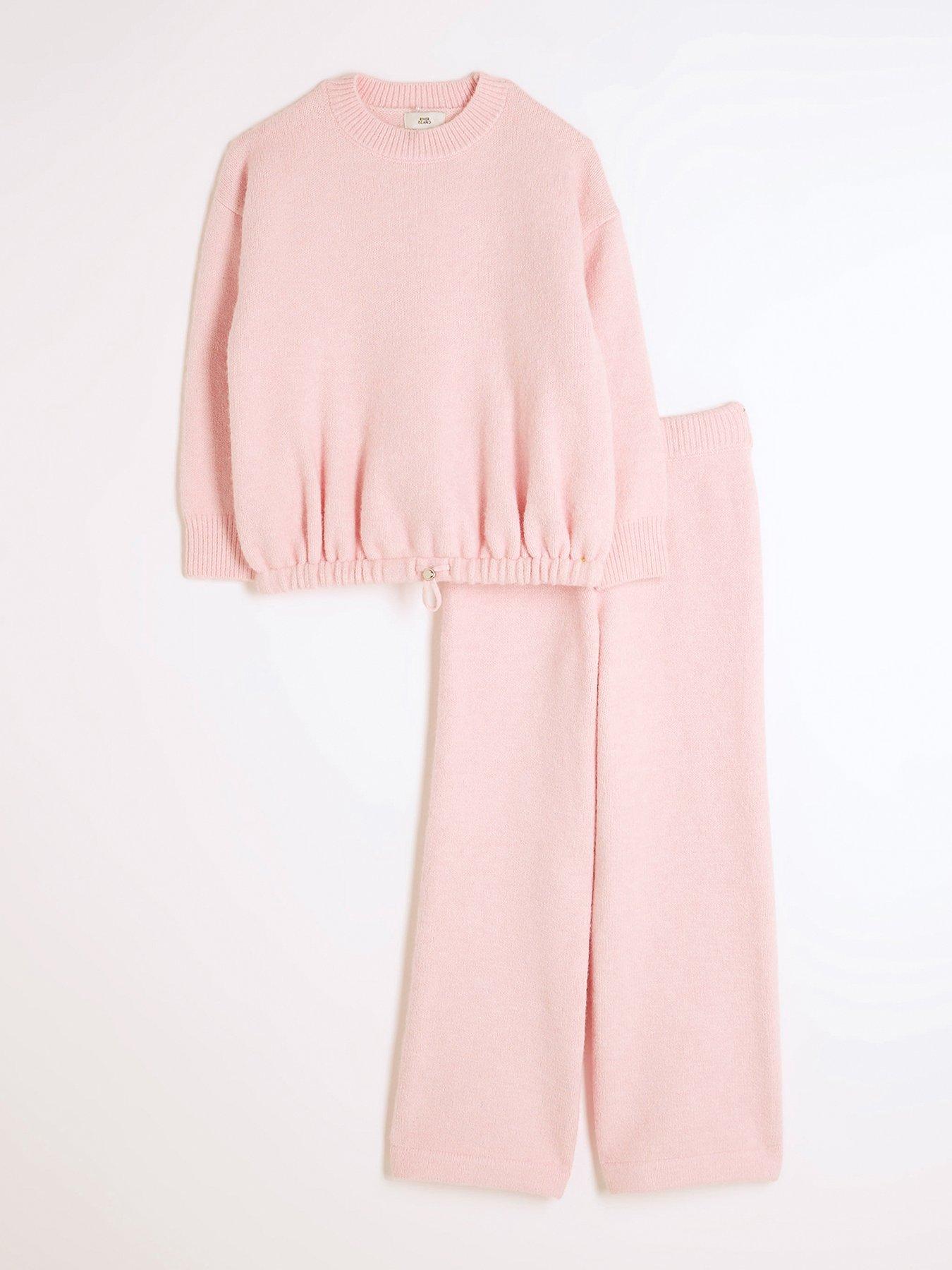 undefined Girls Bubble Hem Sweatshirt Set - Pink