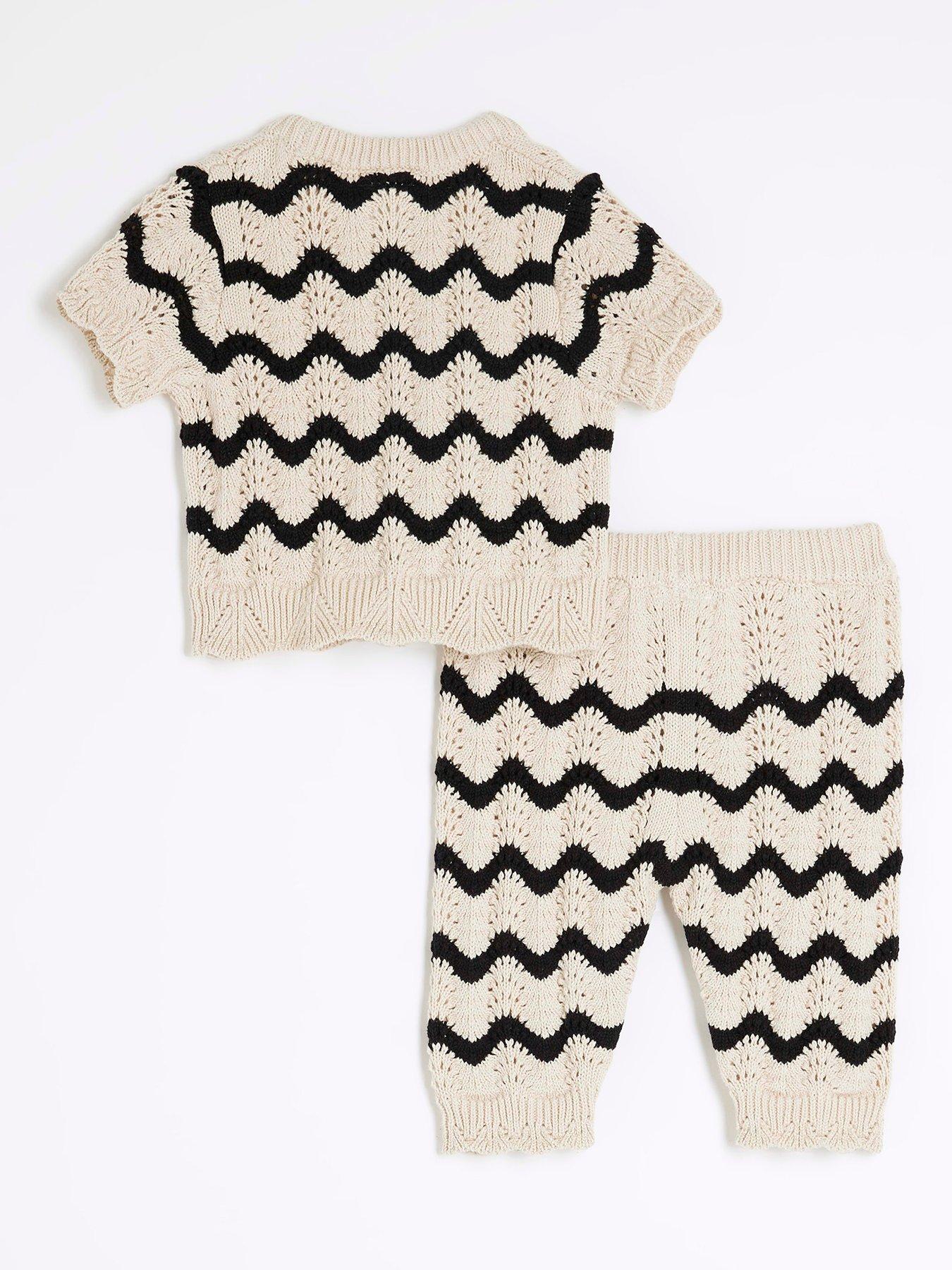  image of river-island-baby-baby-girls-striped-crochet-top-set-black
