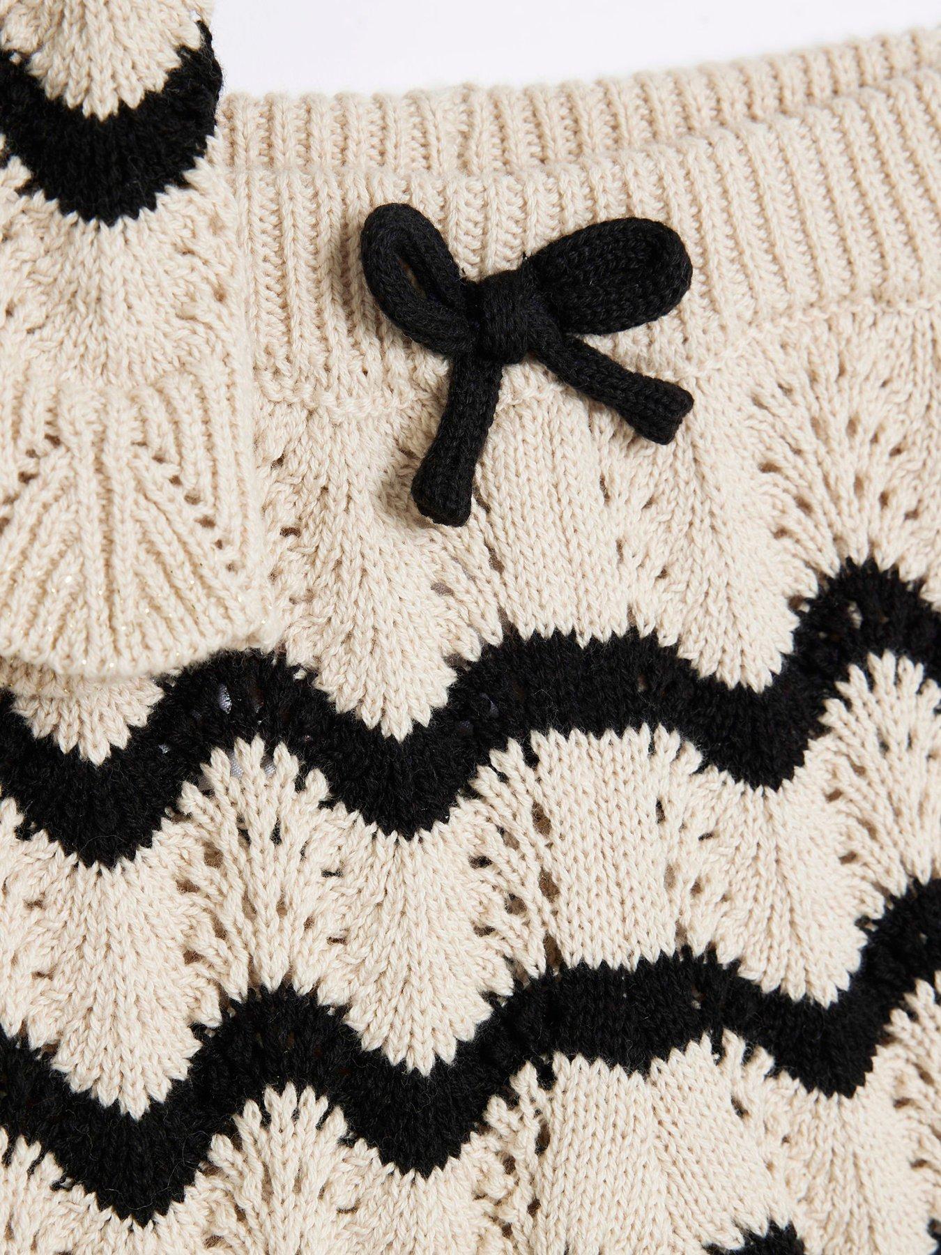  image of river-island-baby-baby-girls-striped-crochet-top-set-black