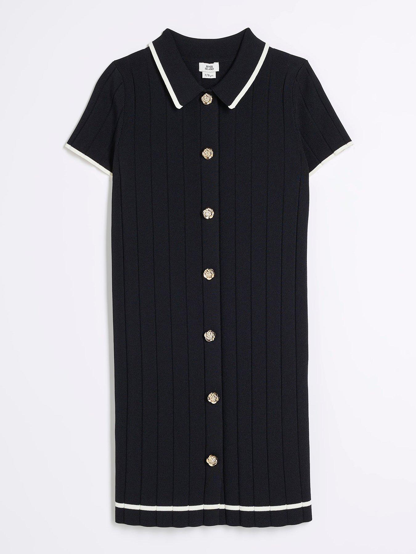 river-island-girls-rose-button-polo-dress-black
