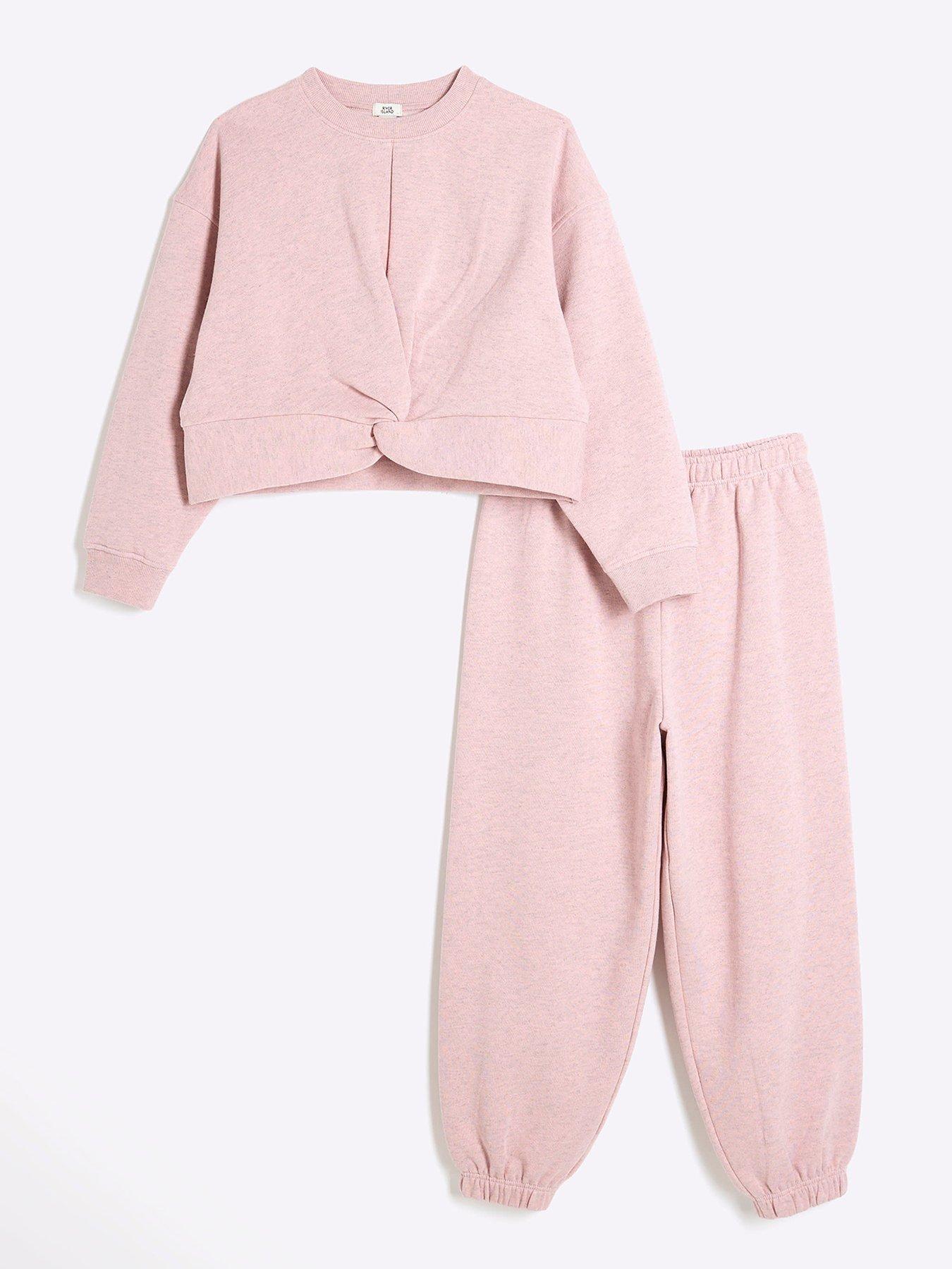 undefined Girls Twist Sweatshirt Set - Pastel Pink