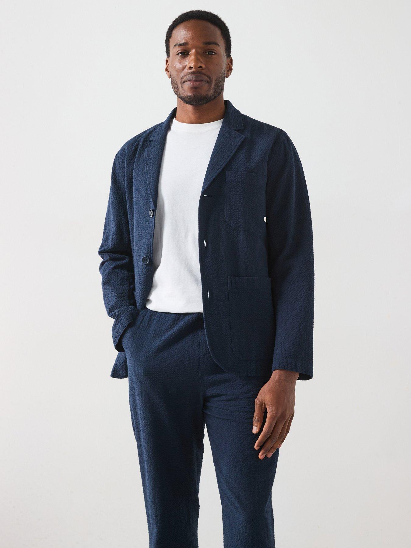 front image of farah-habersham-seersucker-regular-fit-blazer-jacket--navy