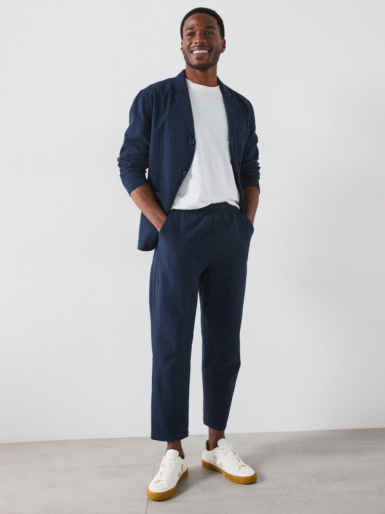  image of farah-habersham-seersucker-regular-fit-blazer-jacket--navy