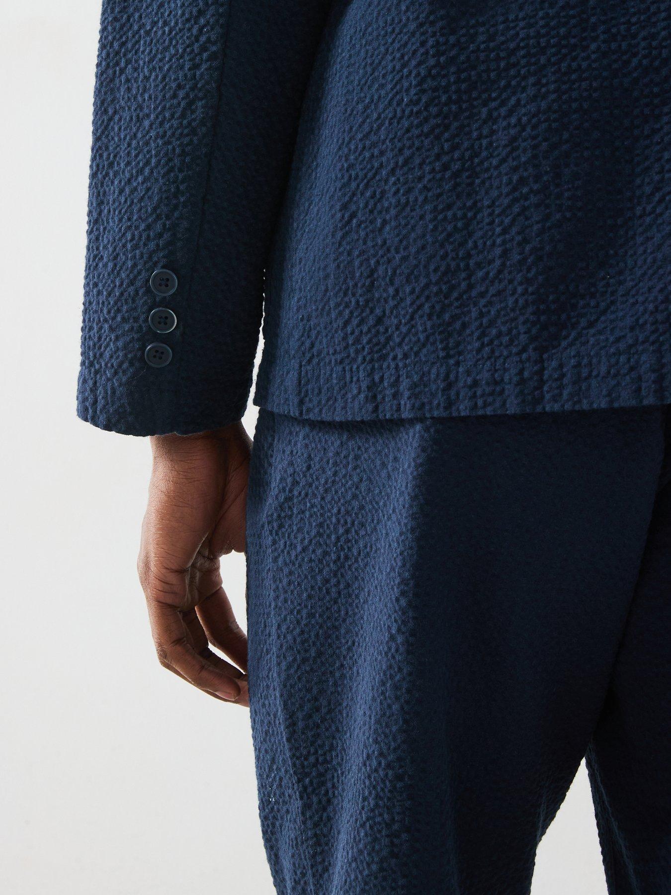  image of farah-habersham-seersucker-regular-fit-blazer-jacket--navy