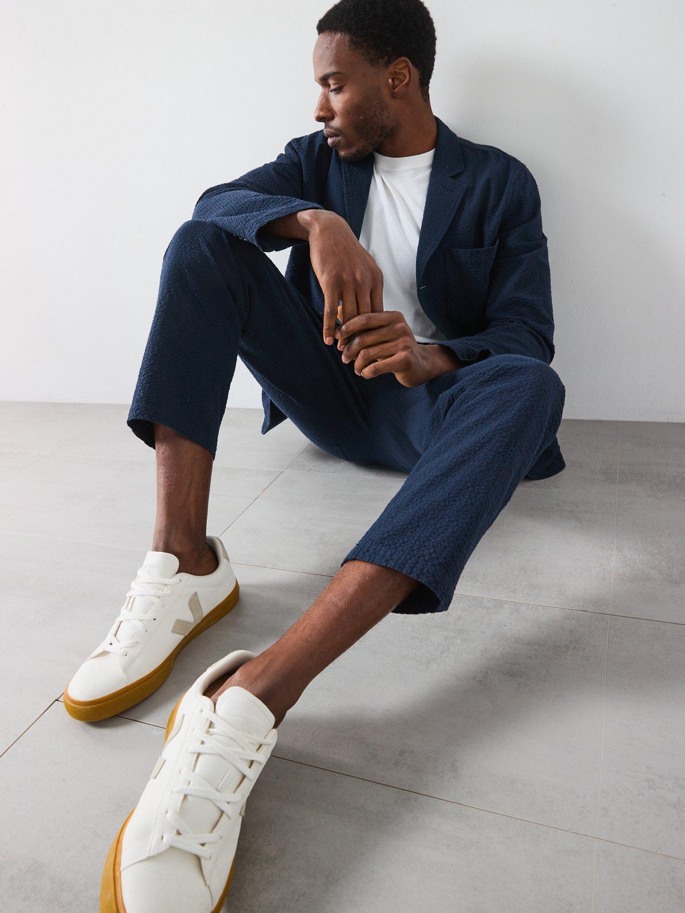  image of farah-habersham-seersucker-regular-fit-blazer-jacket--navy
