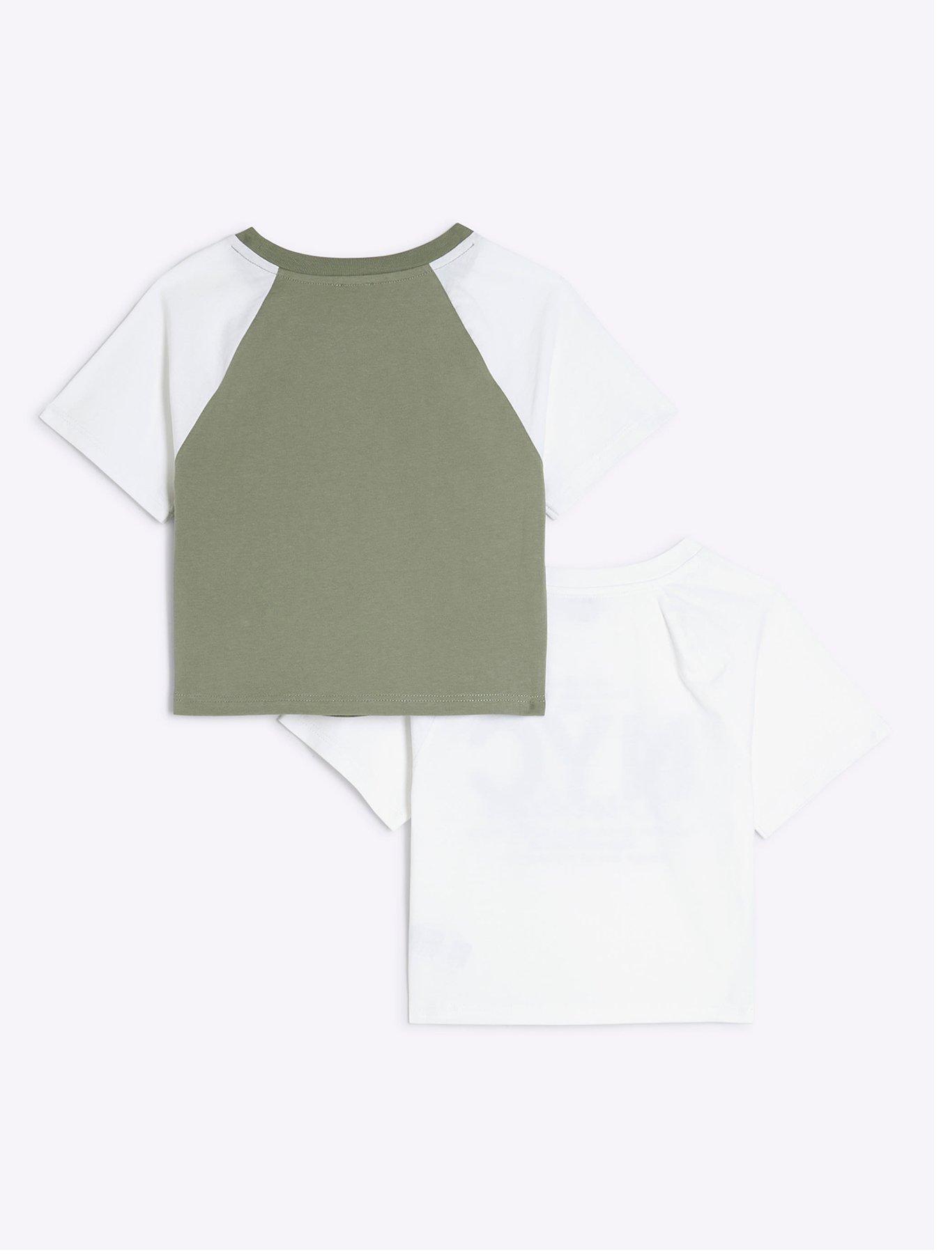  image of river-island-girls-pack-of-2-sporty-tops-green