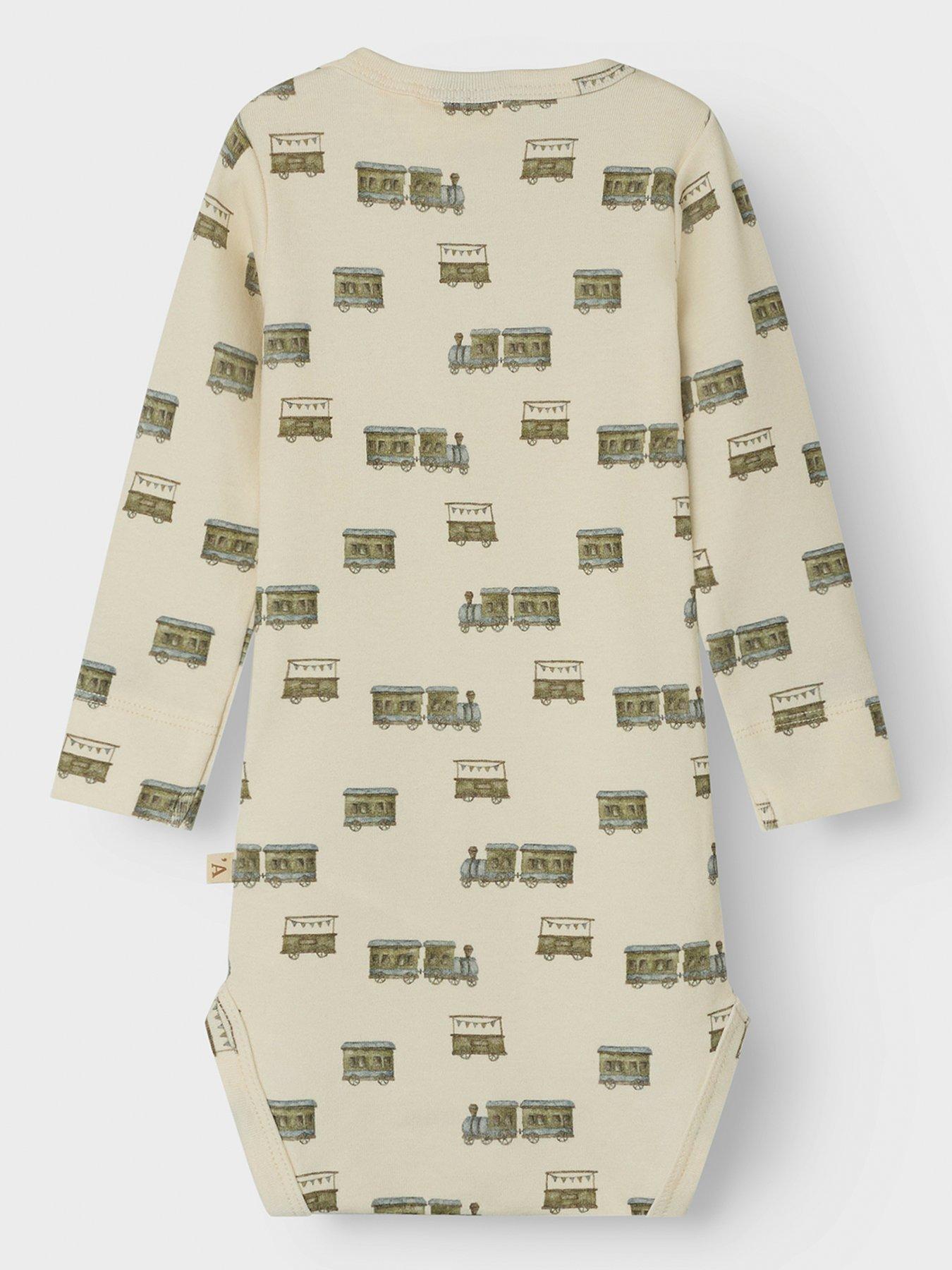  image of lil-atelier-baby-boys-train-print-long-sleeve-bodysuit-turtledove