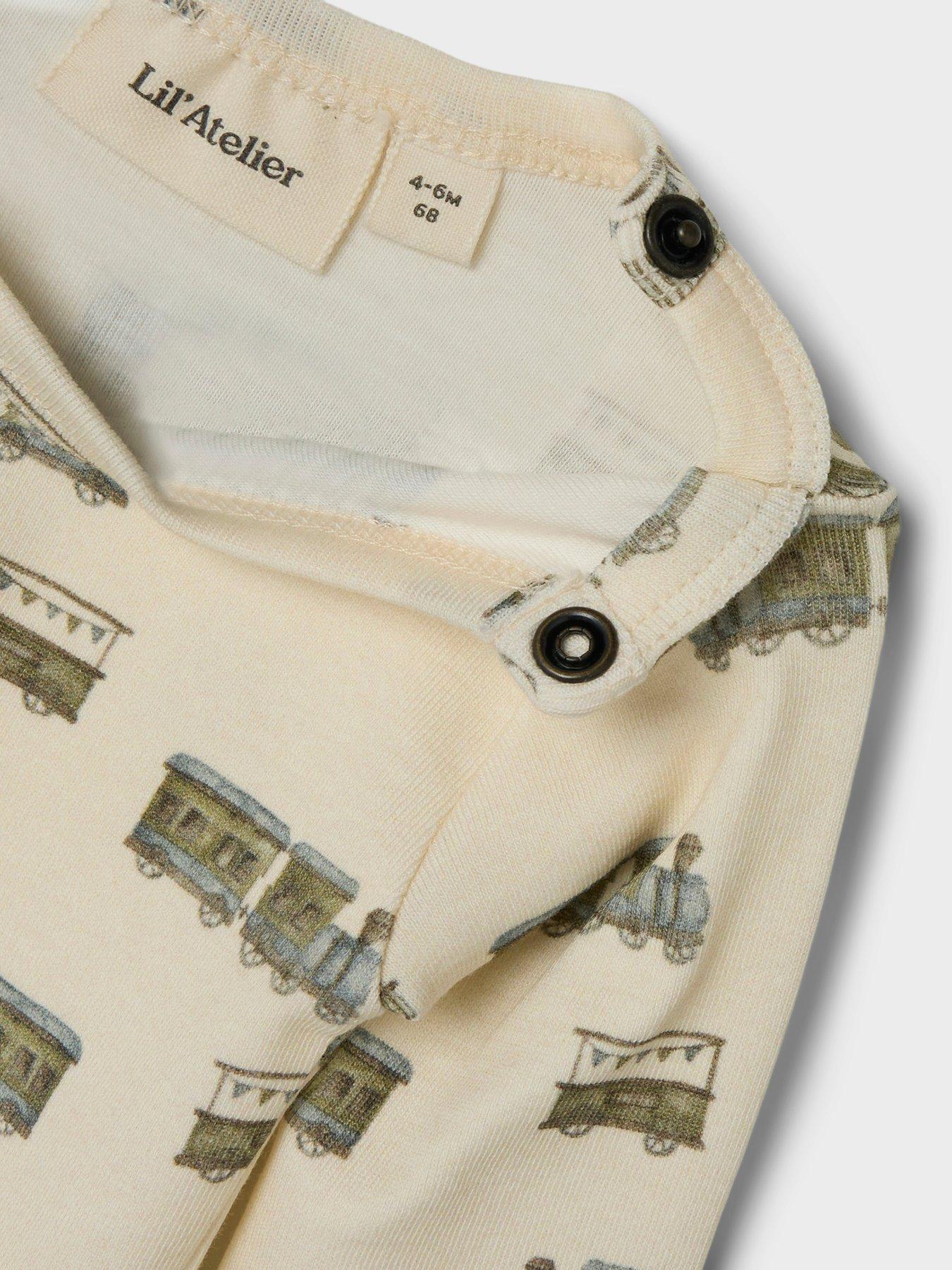  image of lil-atelier-baby-boys-train-print-long-sleeve-bodysuit-turtledove