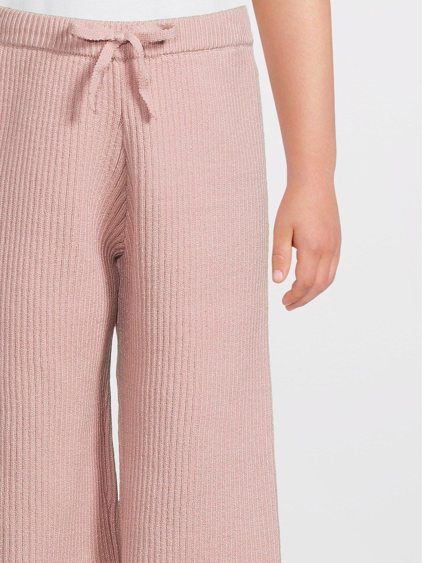  image of river-island-girls-ribbed-cut-out-shoulder-top-set-pink