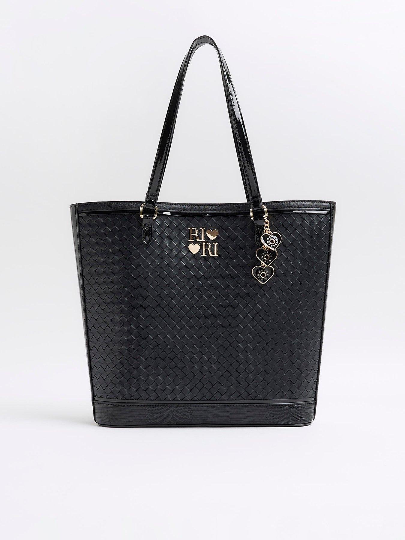 River Island Girls Faux Leather Weave Shoulder Bag Black