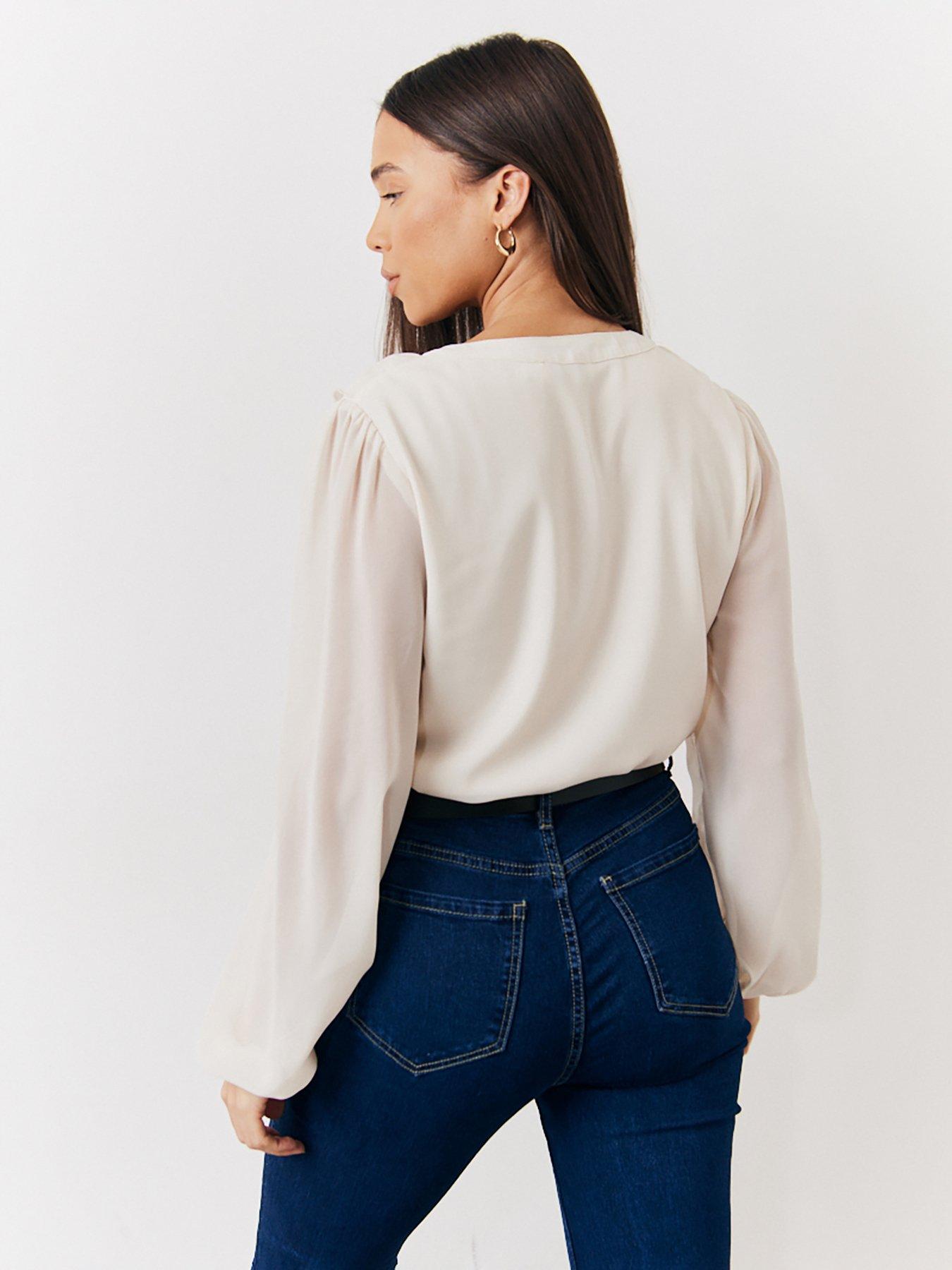  image of in-the-style-button-frill-bodysuit-cream