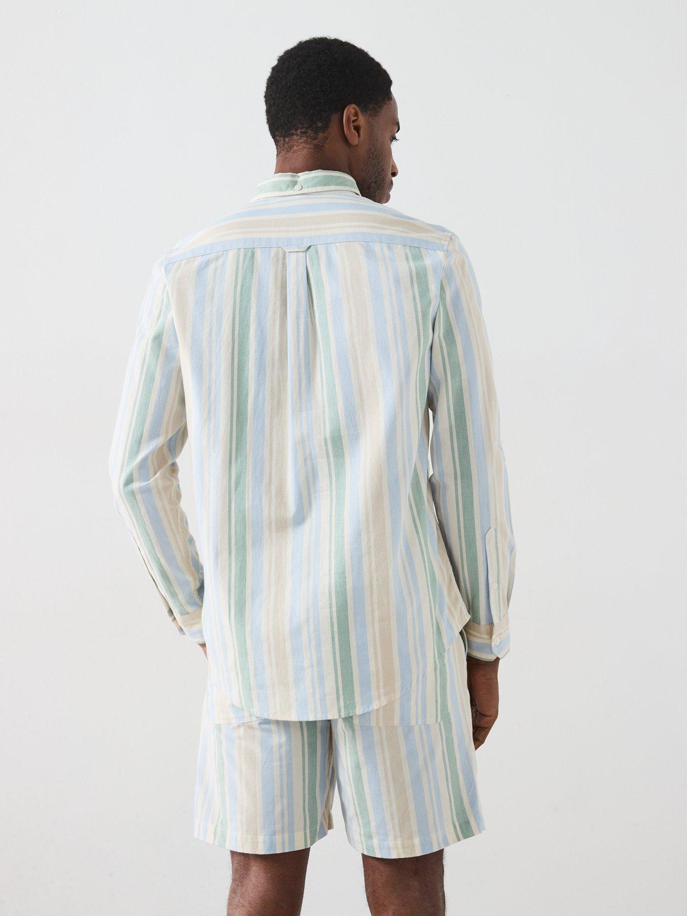  image of farah-steen-long-sleeve-striped-casual-fit-shirt-multi
