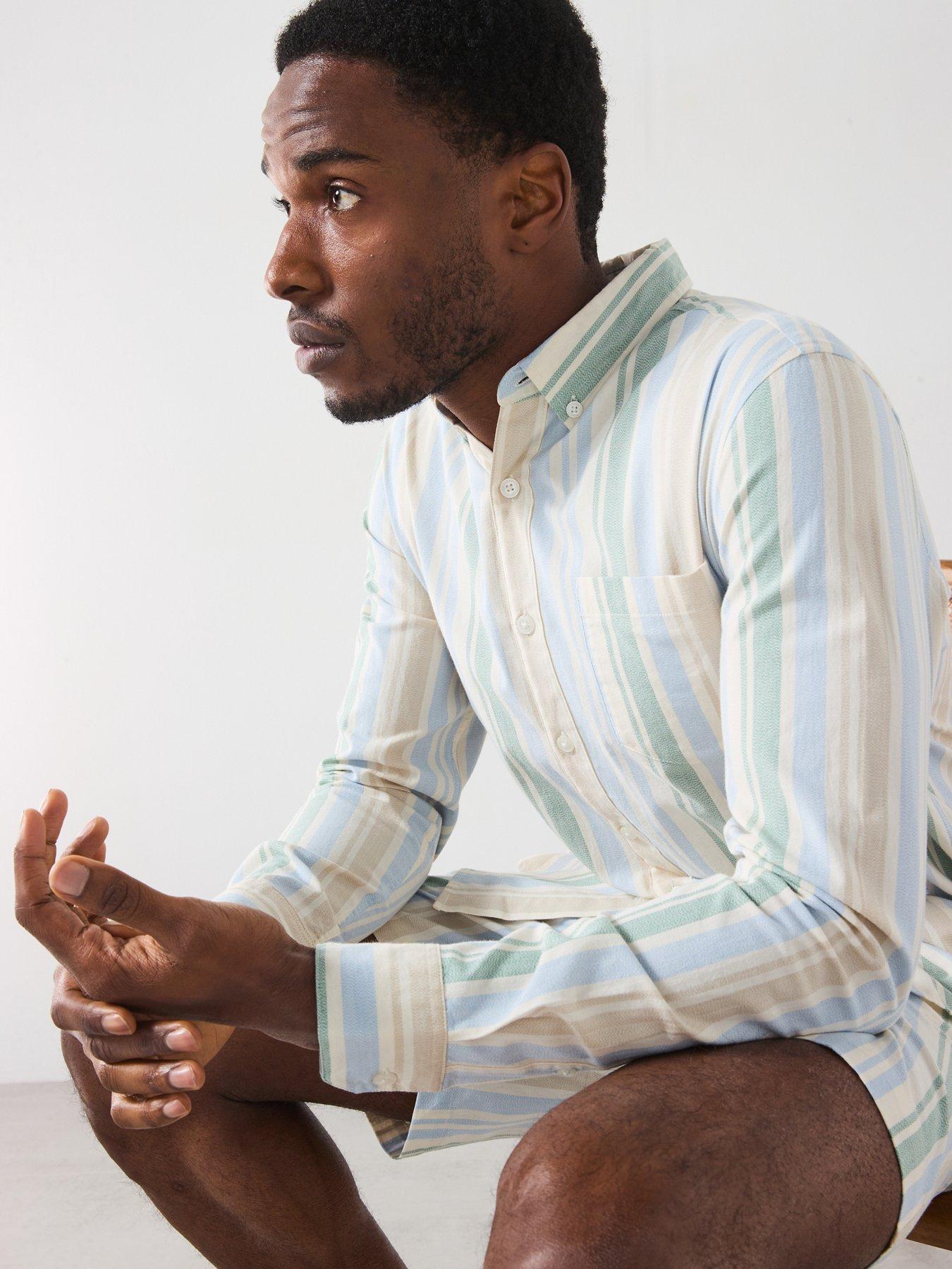  image of farah-steen-long-sleeve-striped-casual-fit-shirt-multi